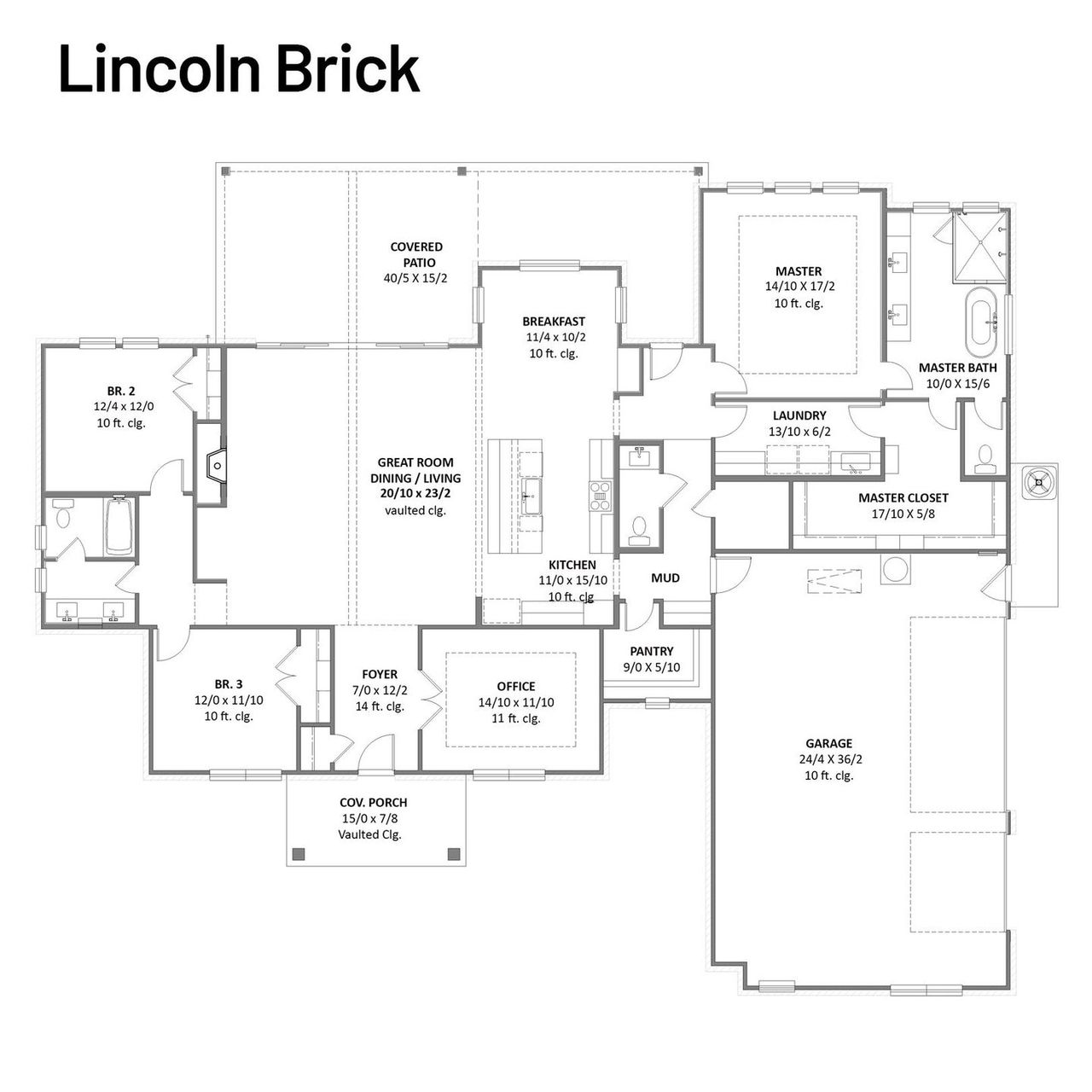2D floor plan layout for the Lincoln by Cope Homes in Hidden Valley 1, Princeton, TX (Image 2).