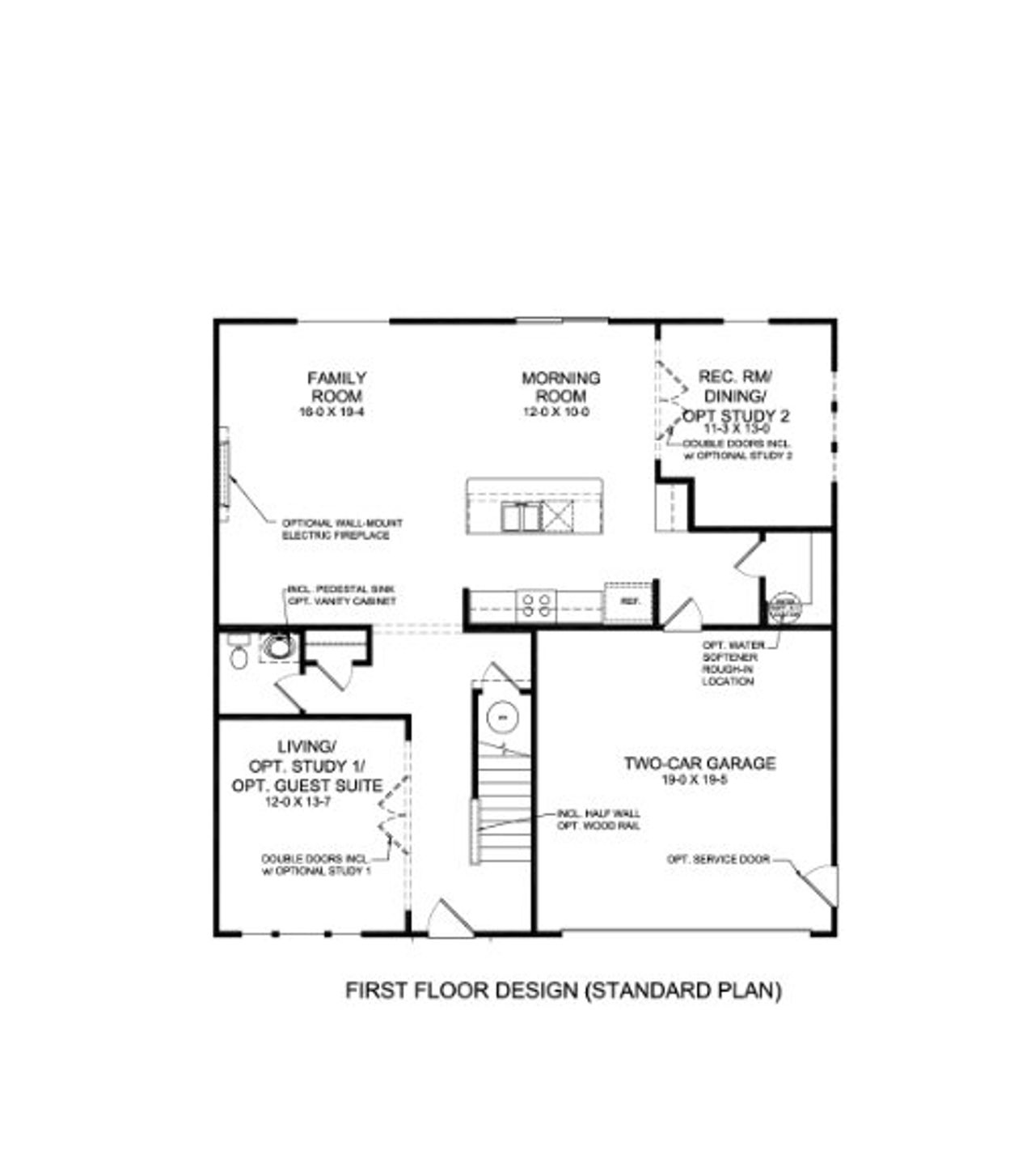 2D floor plan layout for the Jensen by Fischer Homes in Twin Lakes, Hoschton, GA (Image 2).