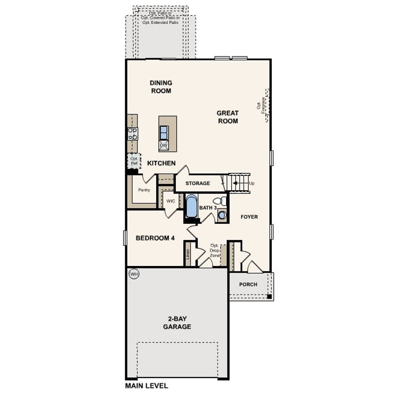 2D floor plan layout of this home in The Landings at Pecan Park, Jacksonville, FL (Image 2).