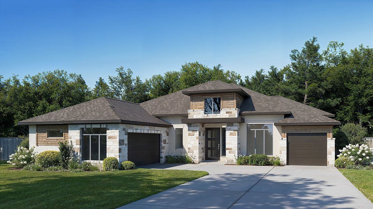 Representative exterior photo of a completed home built from the 3130S by Perry Homes in The Dominion 70', San Antonio, TX (Image 2). Representative exterior photo of a completed home built from the 3130S by Perry Homes in The Dominion 70', San Antonio, TX (Image 2).