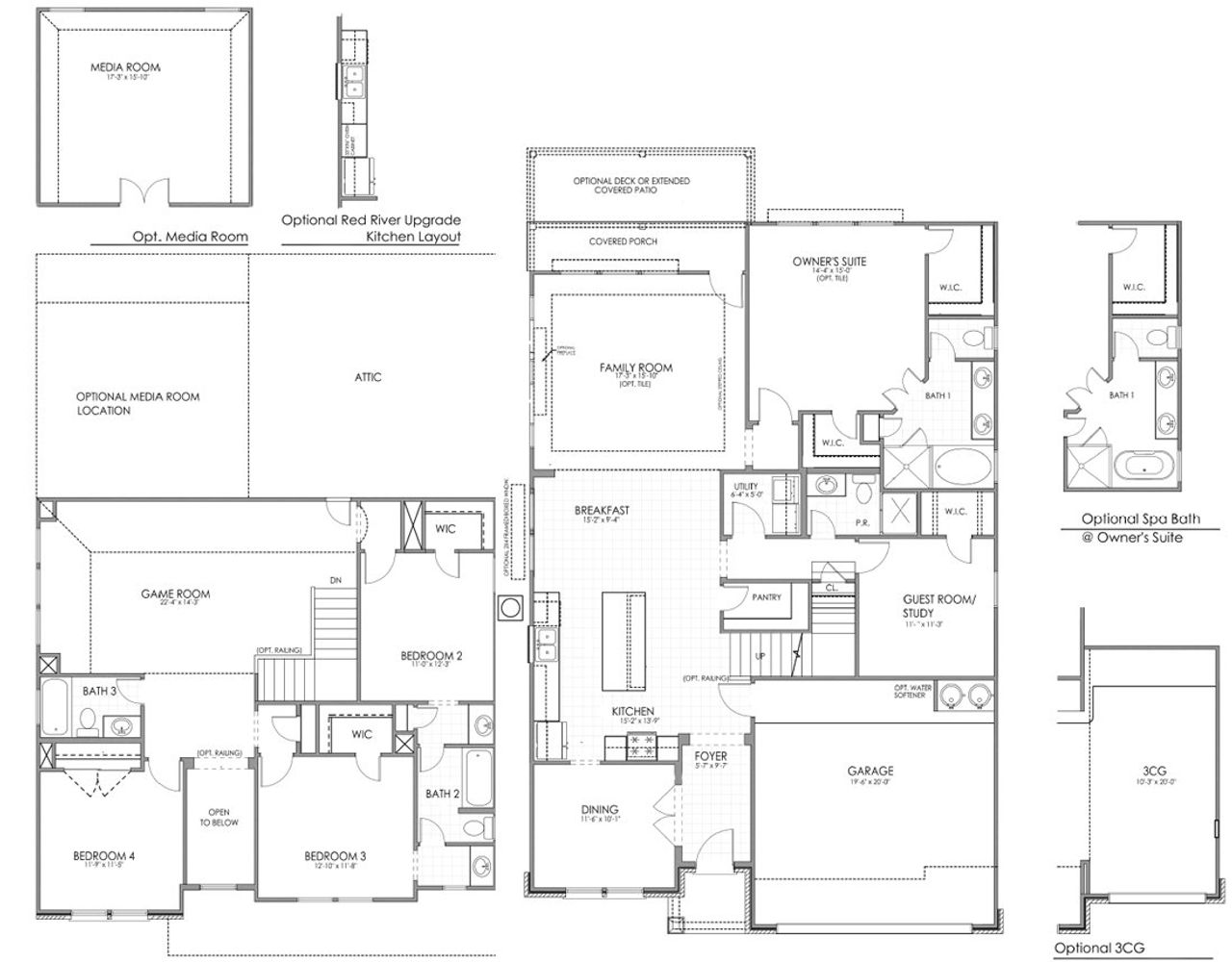 2D floor plan layout for the Trenton 2885 SB by Saratoga Homes in Crosby Farms, Crosby, TX (Image 2).