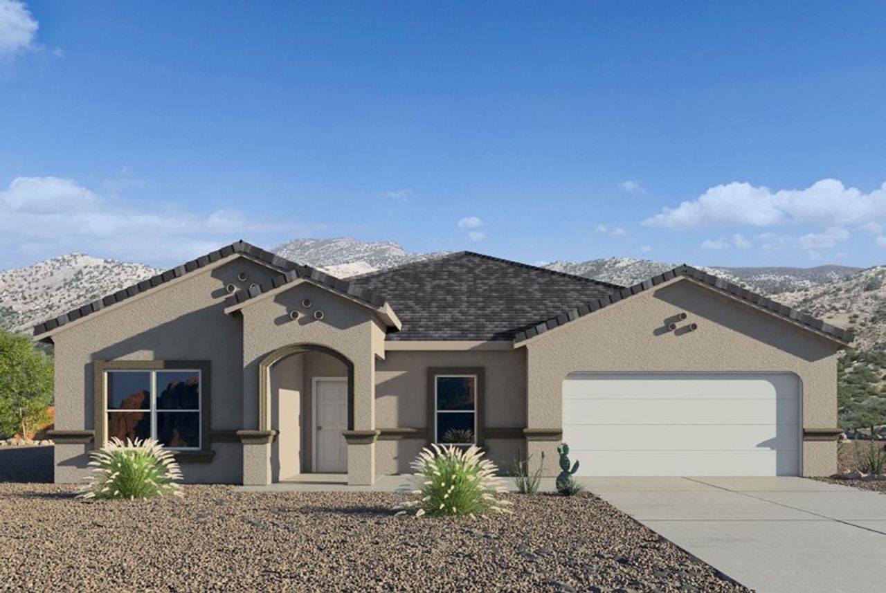 Representative exterior photo of a completed home built from the Frisco - Plan H50F by D.R. Horton in Tortolita Trails, Marana, AZ (Image 2). Representative exterior photo of a completed home built from the Frisco - Plan H50F by D.R. Horton in Tortolita Trails, Marana, AZ (Image 2).