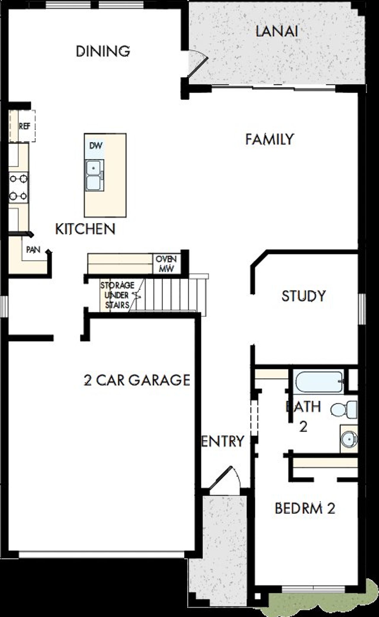 2D floor plan layout of this home in Waterset Tradition Series, Apollo Beach, FL (Image 2).