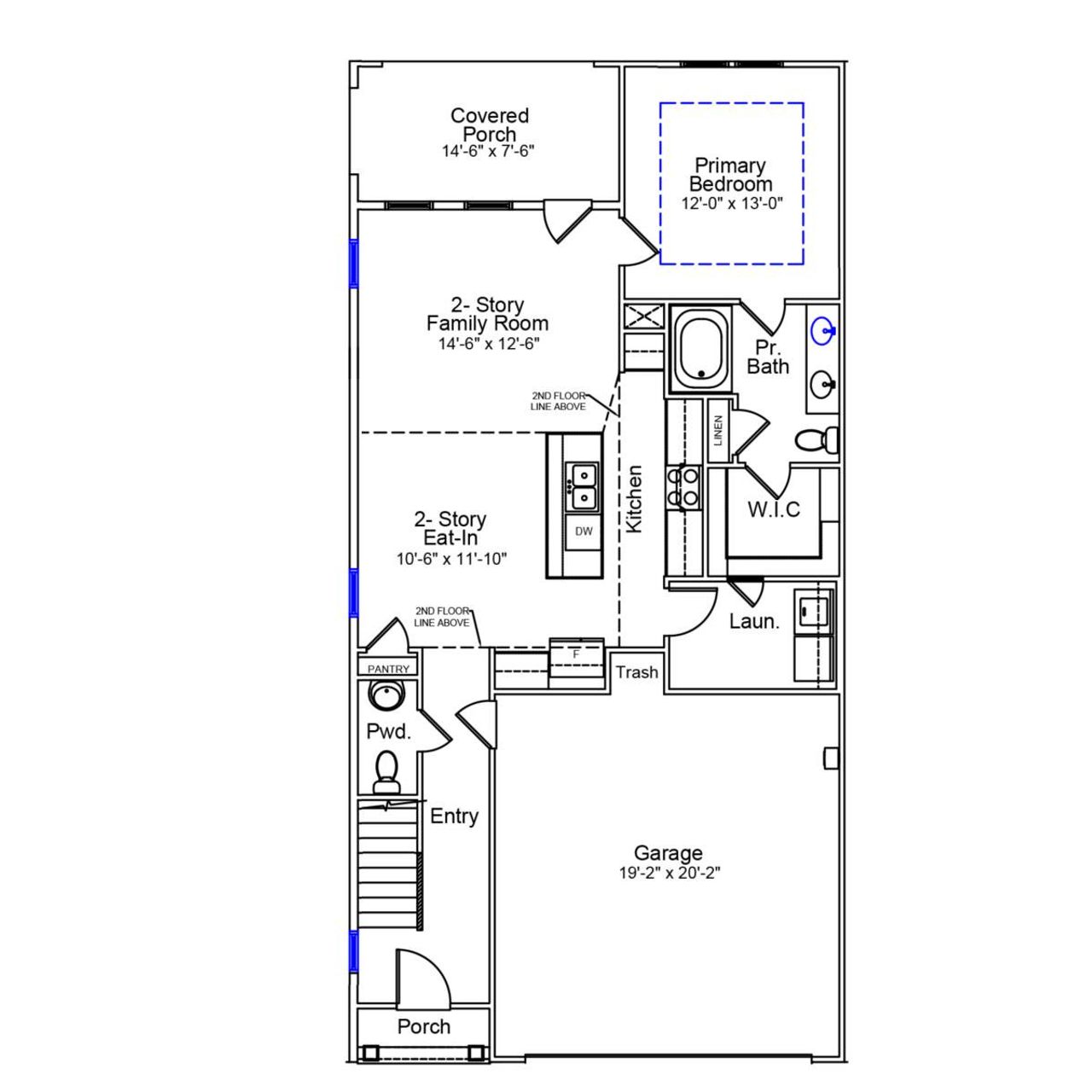 2D floor plan layout of this home in Ovation at Sweetbrier, Durham, NC (Image 2).