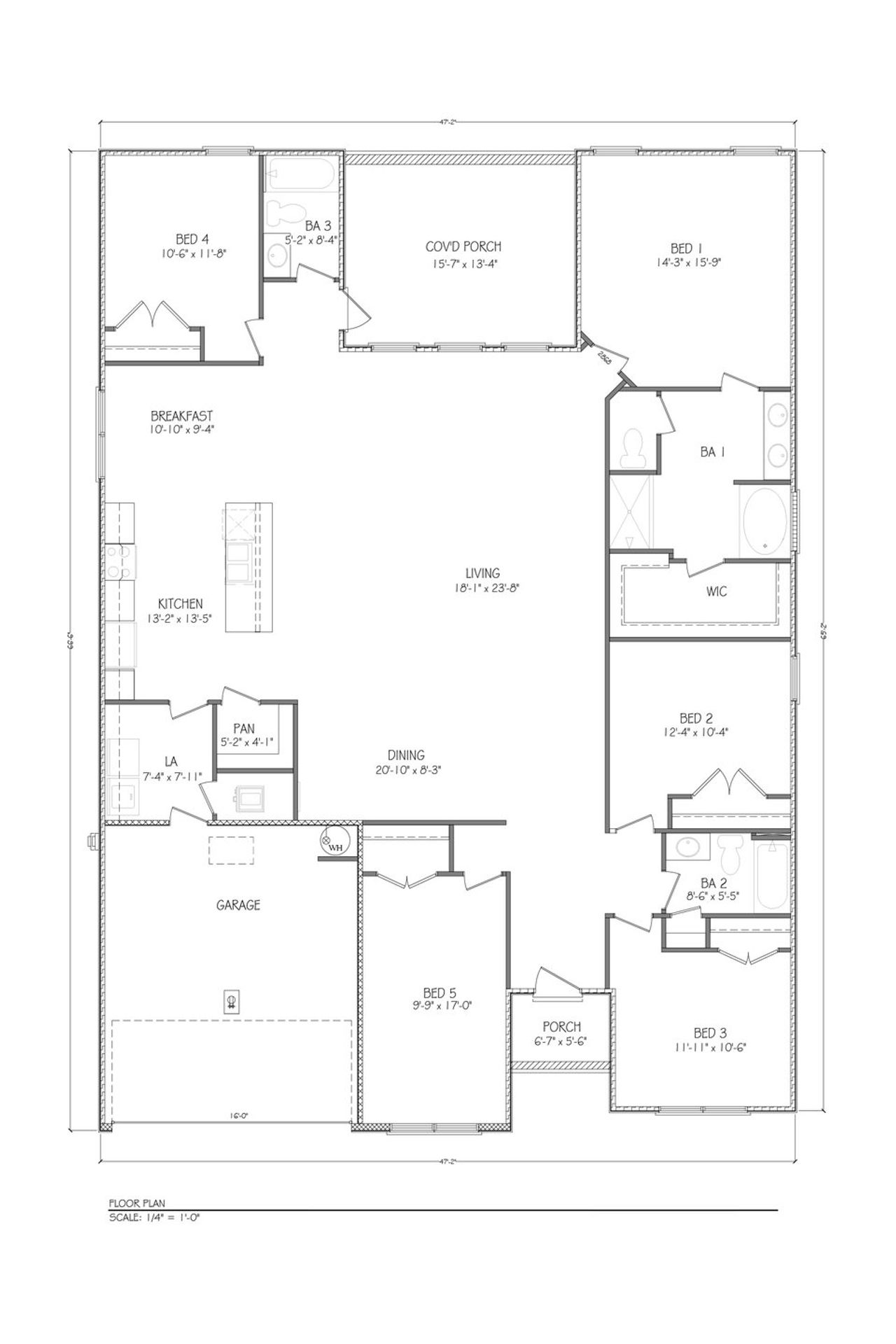 2D floor plan layout for the The Finn by D.R. Horton in Hodges Bayou Plantation, Panama City, FL (Image 2).