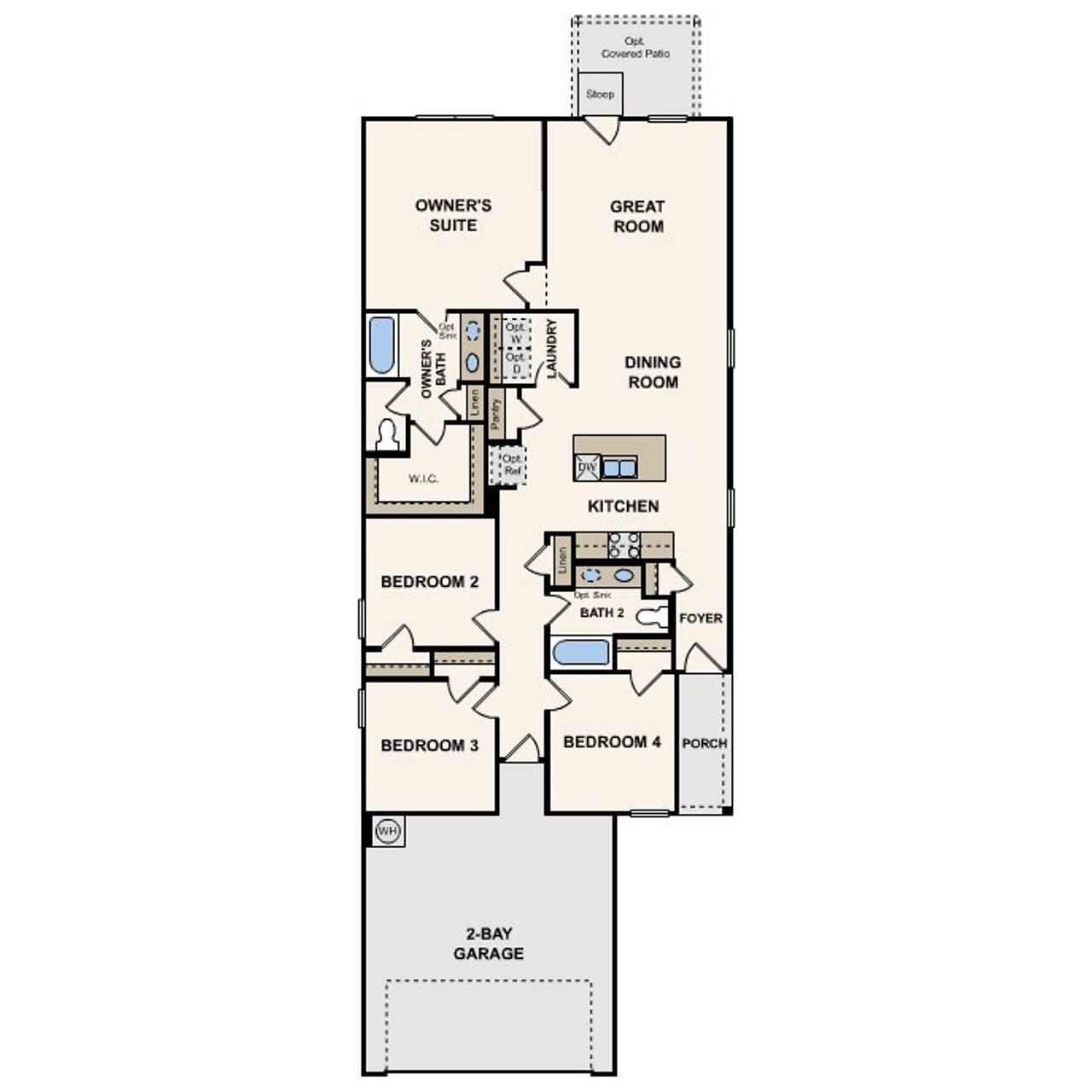 2D floor plan layout for the Fresno by Century Communities in Jennings Place, Austin, TX (Image 2).