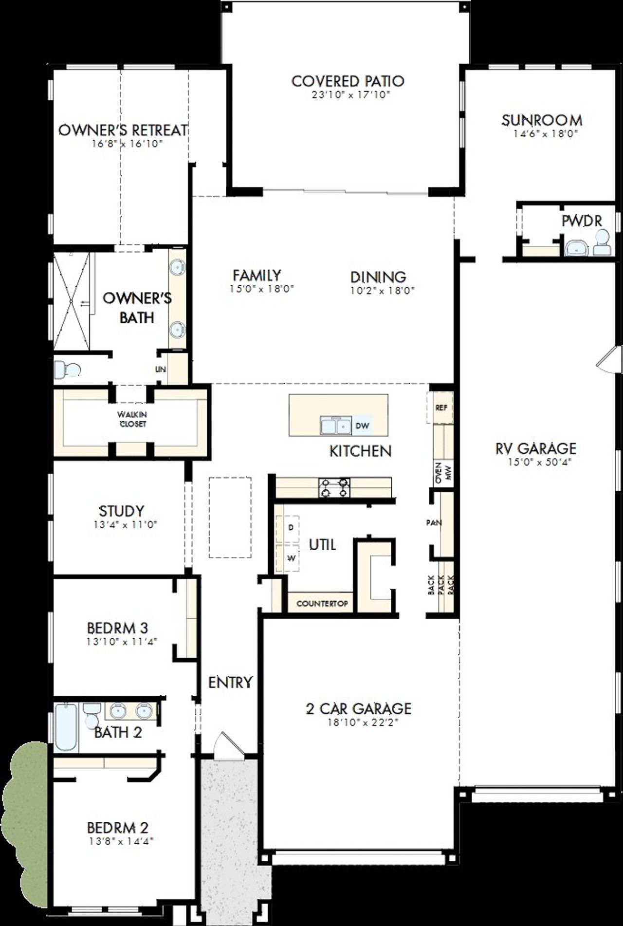 2D floor plan layout of this home in Tamber at Soleo, San Tan Valley, AZ (Image 2).