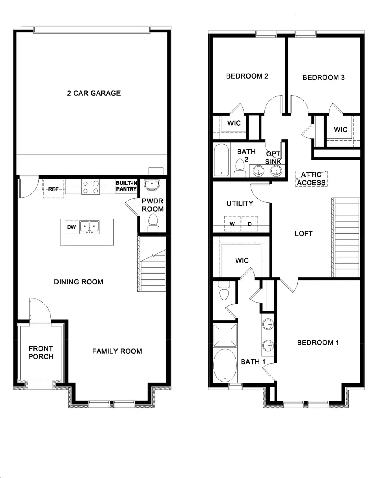 2D floor plan layout of this home in Westridge Townhomes, McKinney, TX (Image 2).