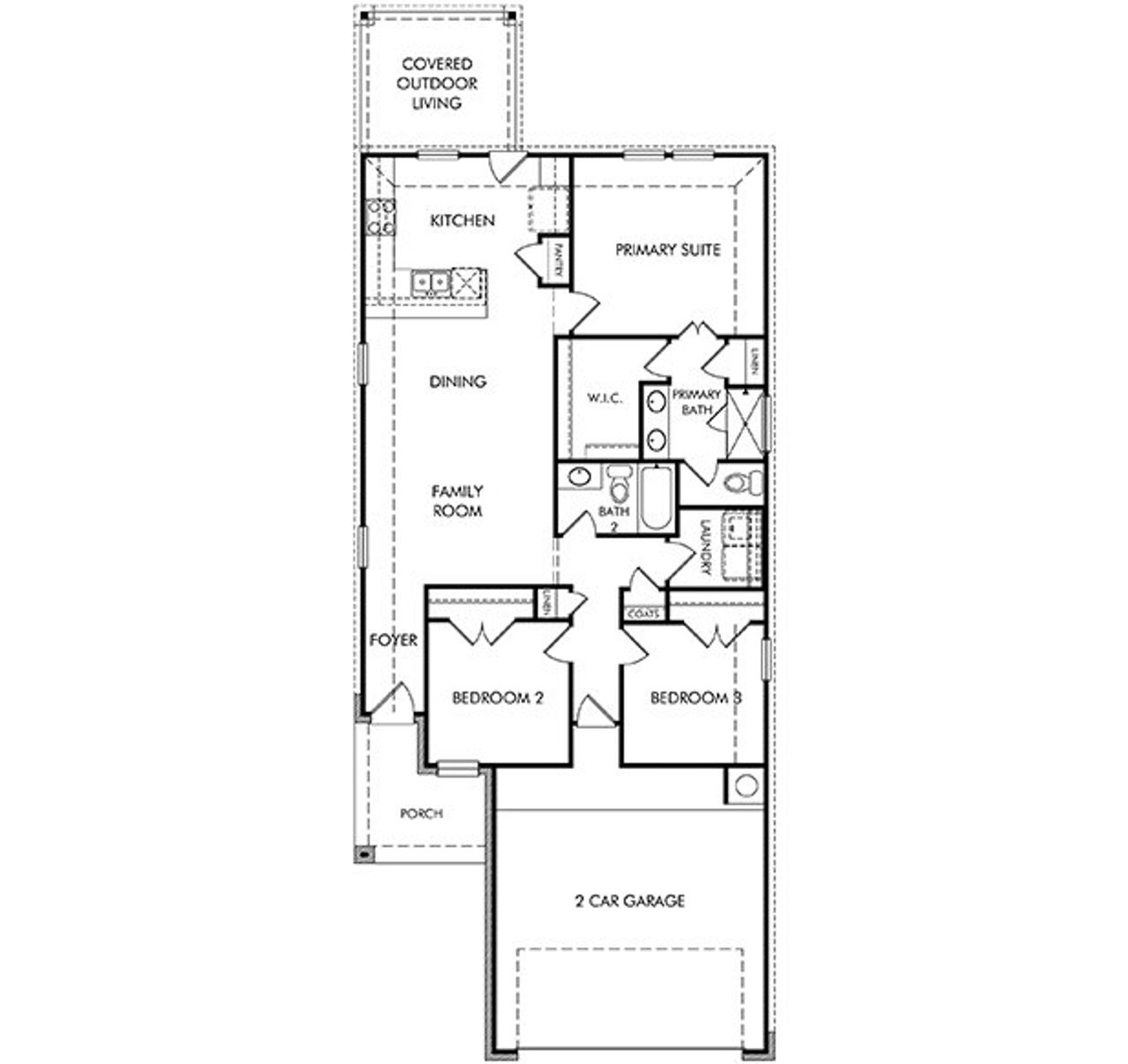 2D floor plan layout of this home in Butler Farms - Americana Collection, Liberty Hill, TX (Image 2).