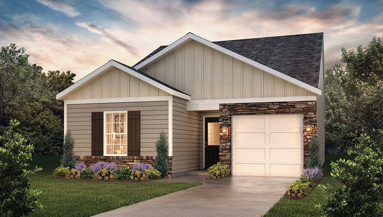 Representative exterior photo of a completed home built from the Sanford by D.R. Horton in Zion Springs, Hickory, NC (Image 2).