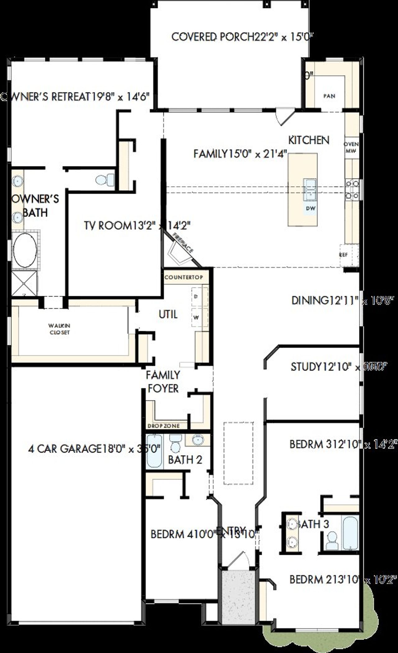 2D floor plan layout of this home in The Ridge at Northlake, Northlake, TX (Image 2).