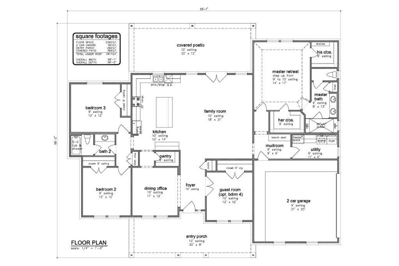 2D floor plan layout for the Model 2295 by Debo Homes in Blue Jay's Landing, Needville, TX (Image 2).