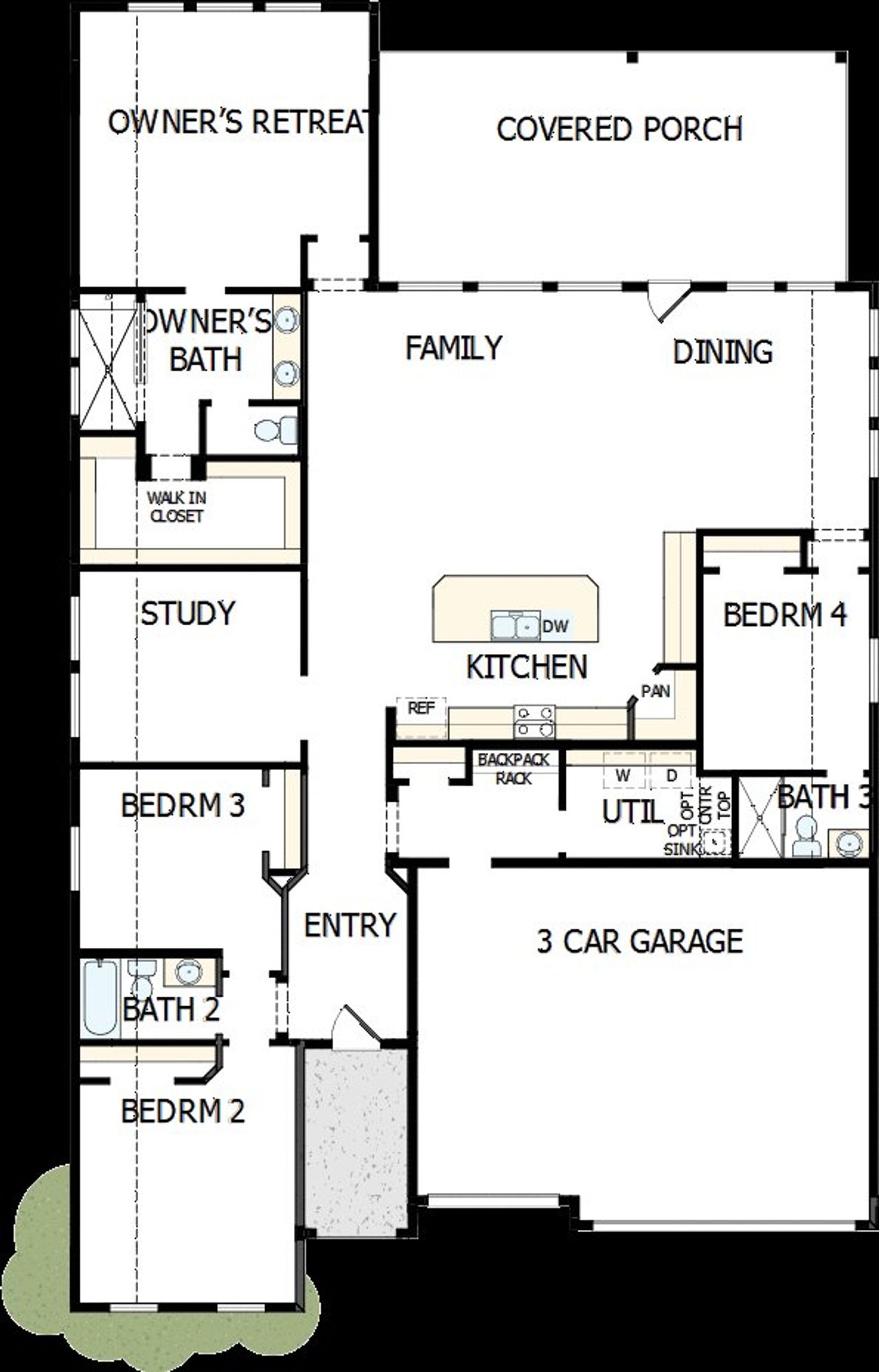 2D floor plan layout of this home in La Cima, San Marcos, TX (Image 2).