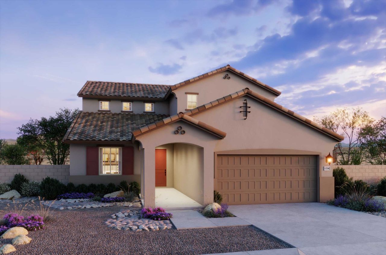 Representative exterior photo of a completed home built from the 4005 by Risewell Homes in Frontera, Surprise, AZ (Image 2).