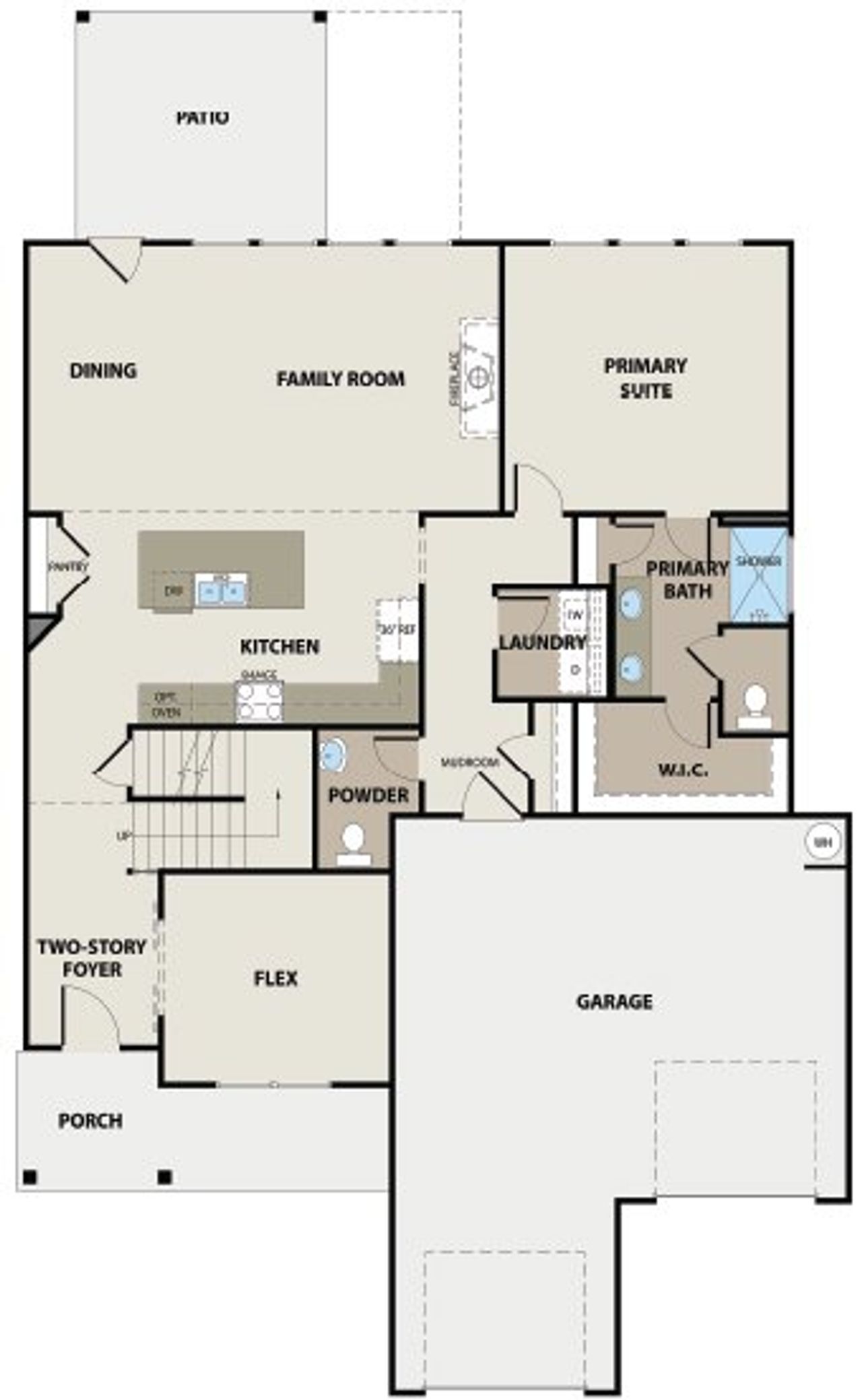 2D floor plan layout for the Peachwood Tandem by Peachtree Building Group in Chimney Oaks Overlook, Homer, GA (Image 2).