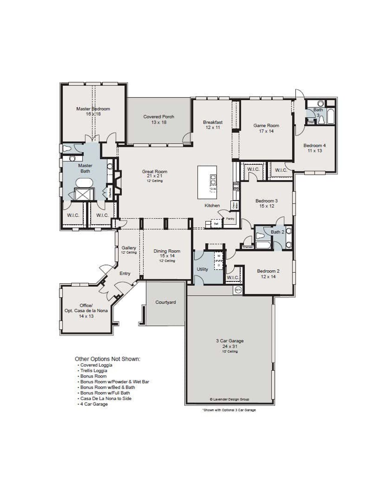 2D floor plan layout for the Perugia by Sitterle Homes in Stewart’s Forest, Conroe, TX (Image 2).