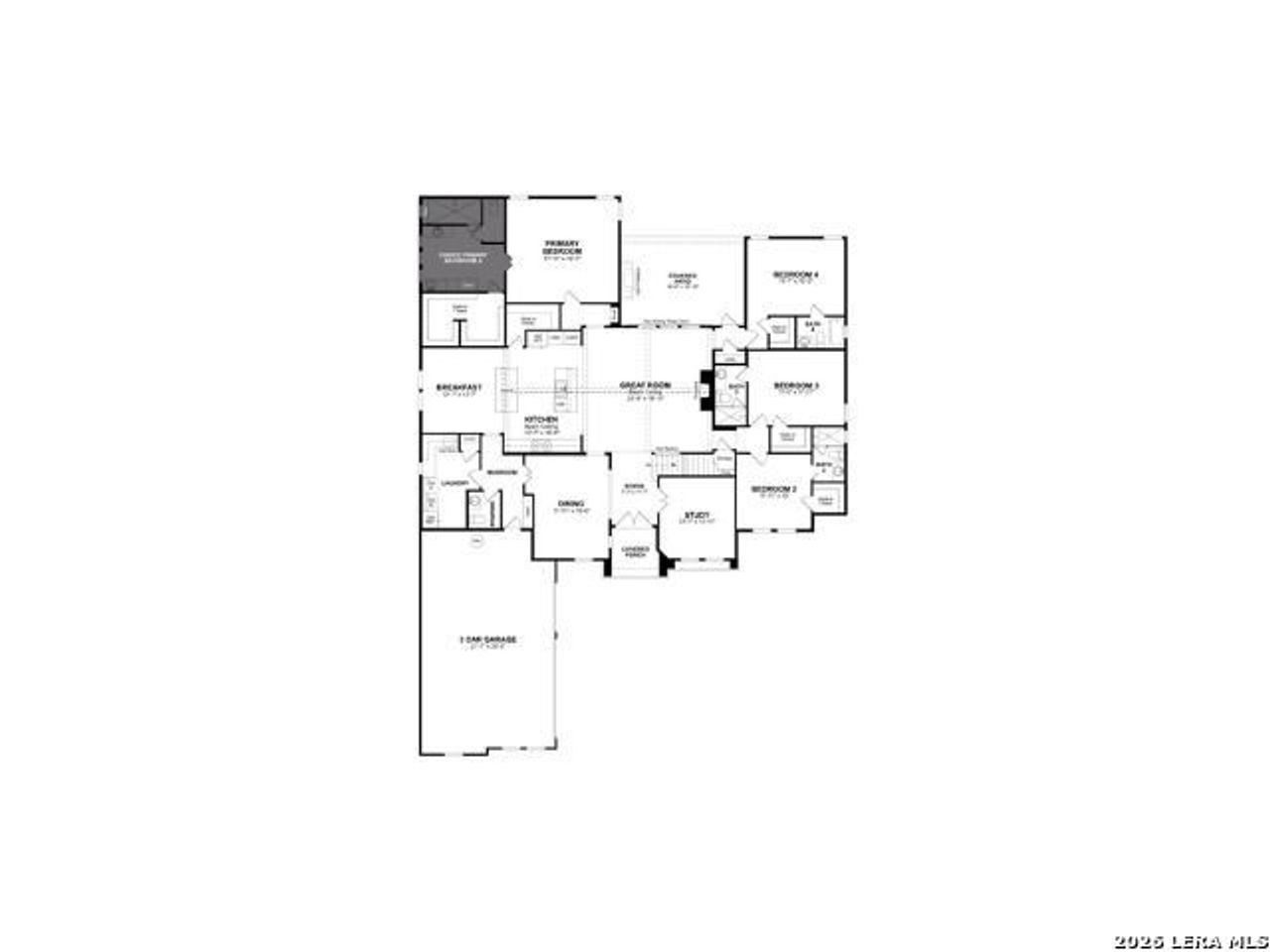 2D floor plan layout of this home in Highland Estates, San Antonio, TX (Image 2).
