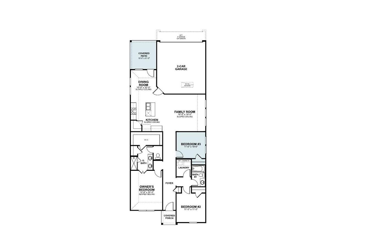 2D floor plan layout of this home in Colony at Cole Springs, Buda, TX (Image 2).