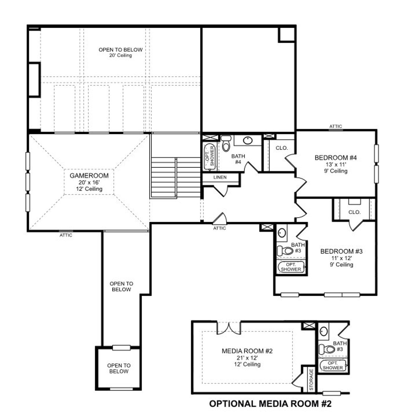 2D floor plan layout for the Plan 6031 by Tradition Homes in Mustang Lakes – 86’, Celina, TX (Image 2).