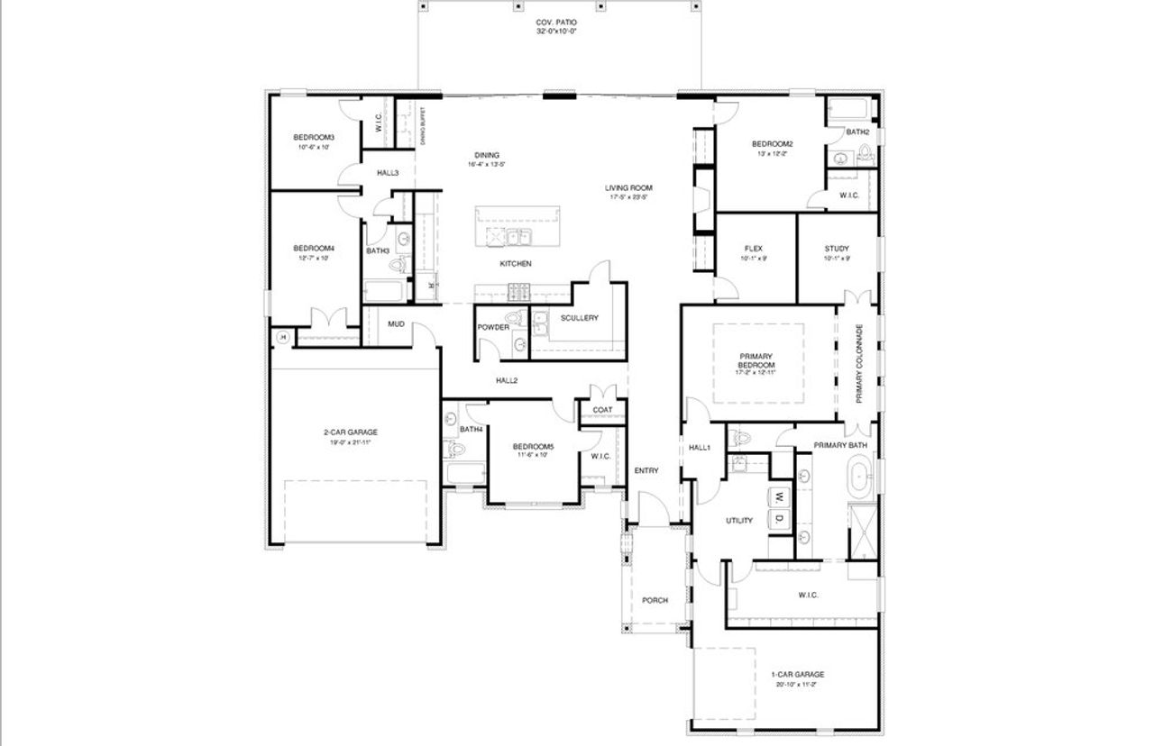 2D floor plan layout for the Gruene by Home Creations in Bentwater, Montgomery, TX (Image 2).