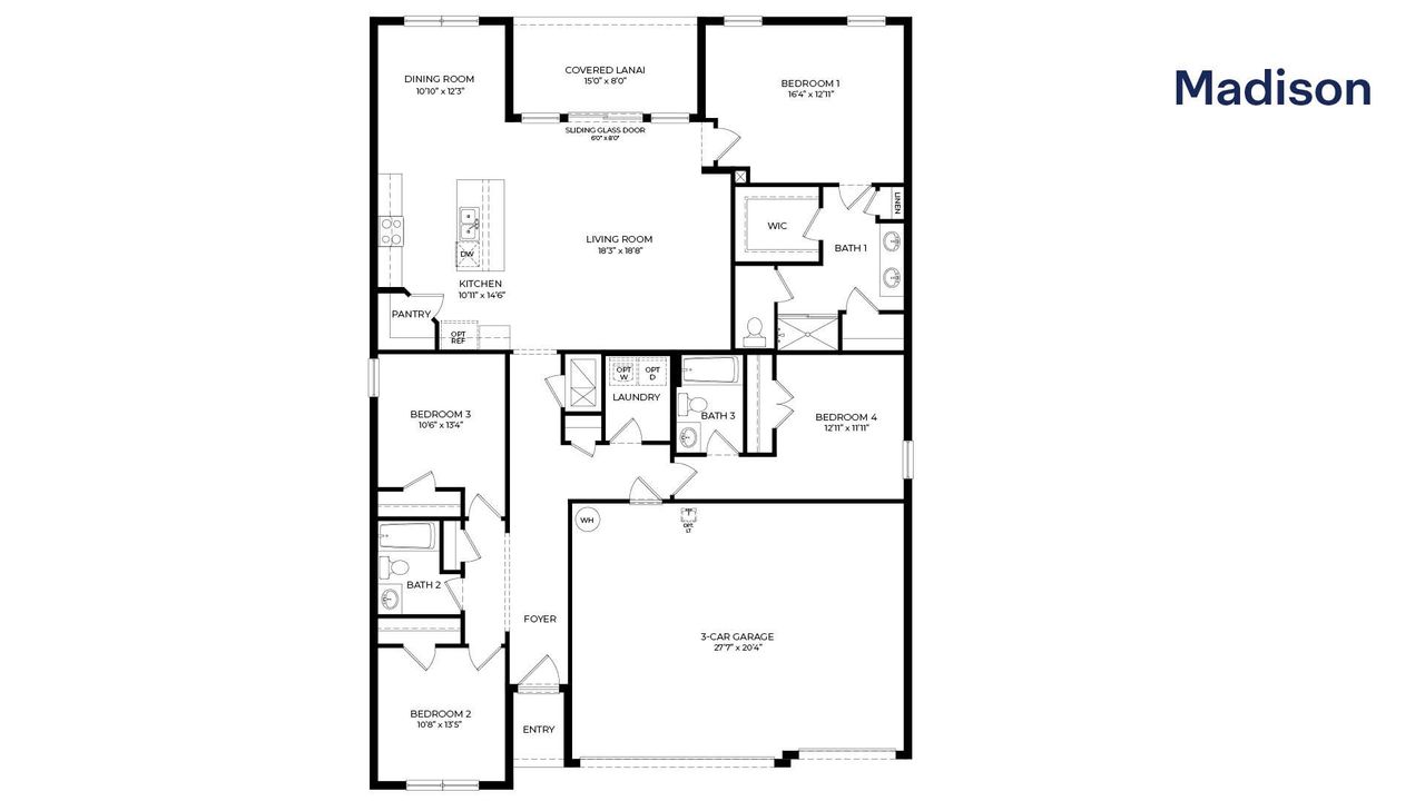 2D floor plan layout of this home in Riverwalk of Cocoa, Cocoa, FL (Image 2).