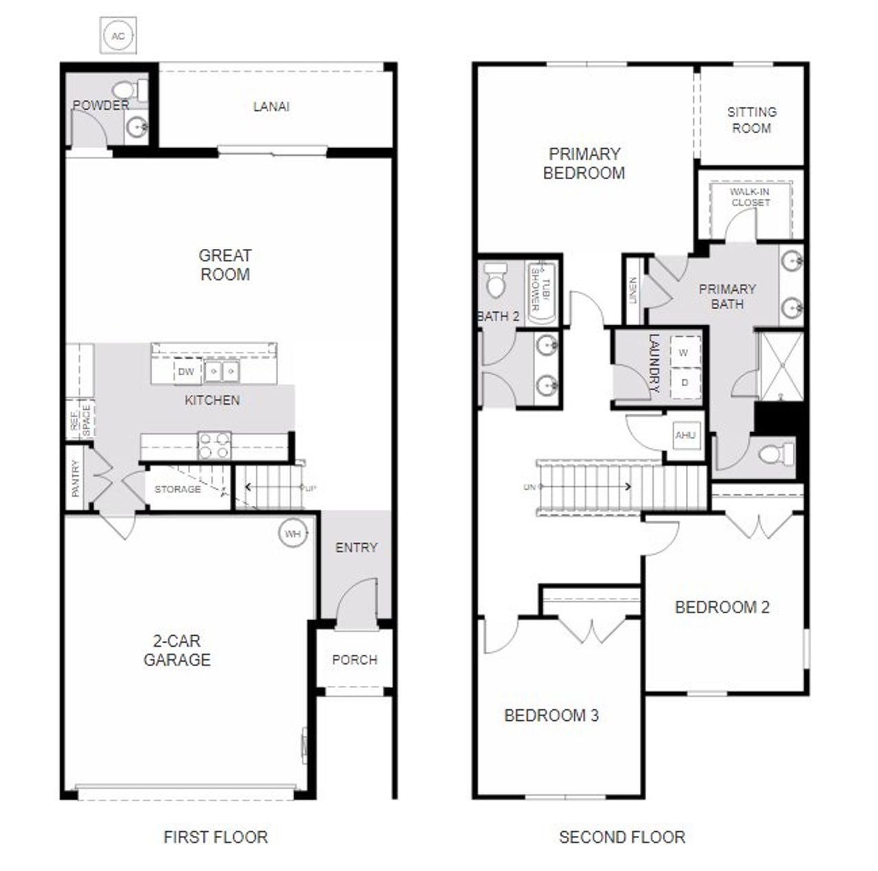 2D floor plan layout for the Cessna by Landsea Homes in Sky Lakes Towns, St. Cloud, FL (Image 2).
