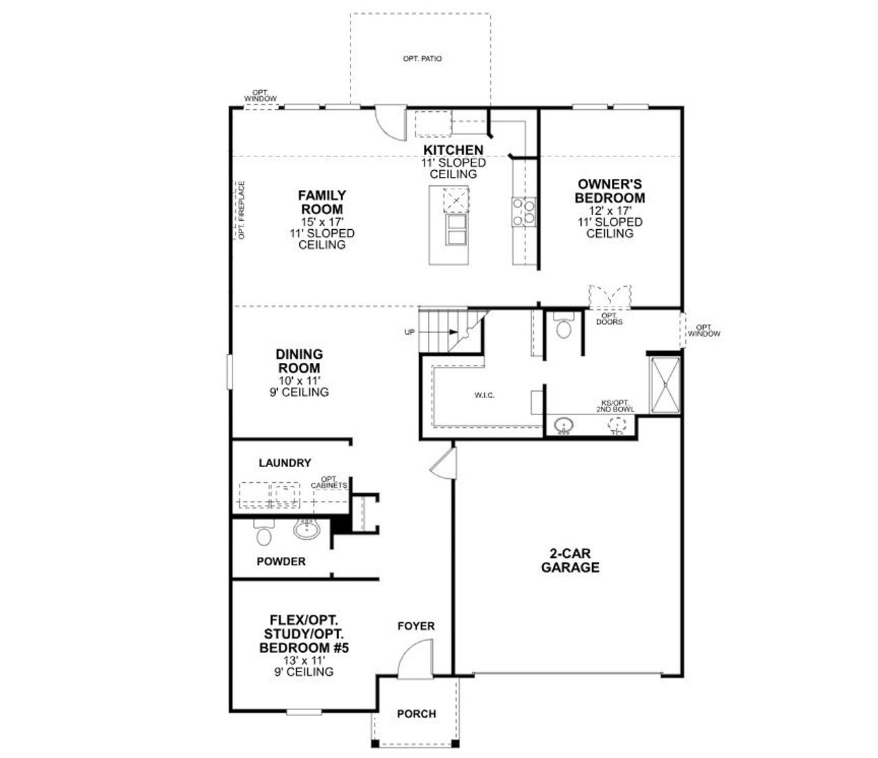 2D floor plan layout for the Columbus by M/I Homes in Woodstone, Providence Village, TX (Image 2).