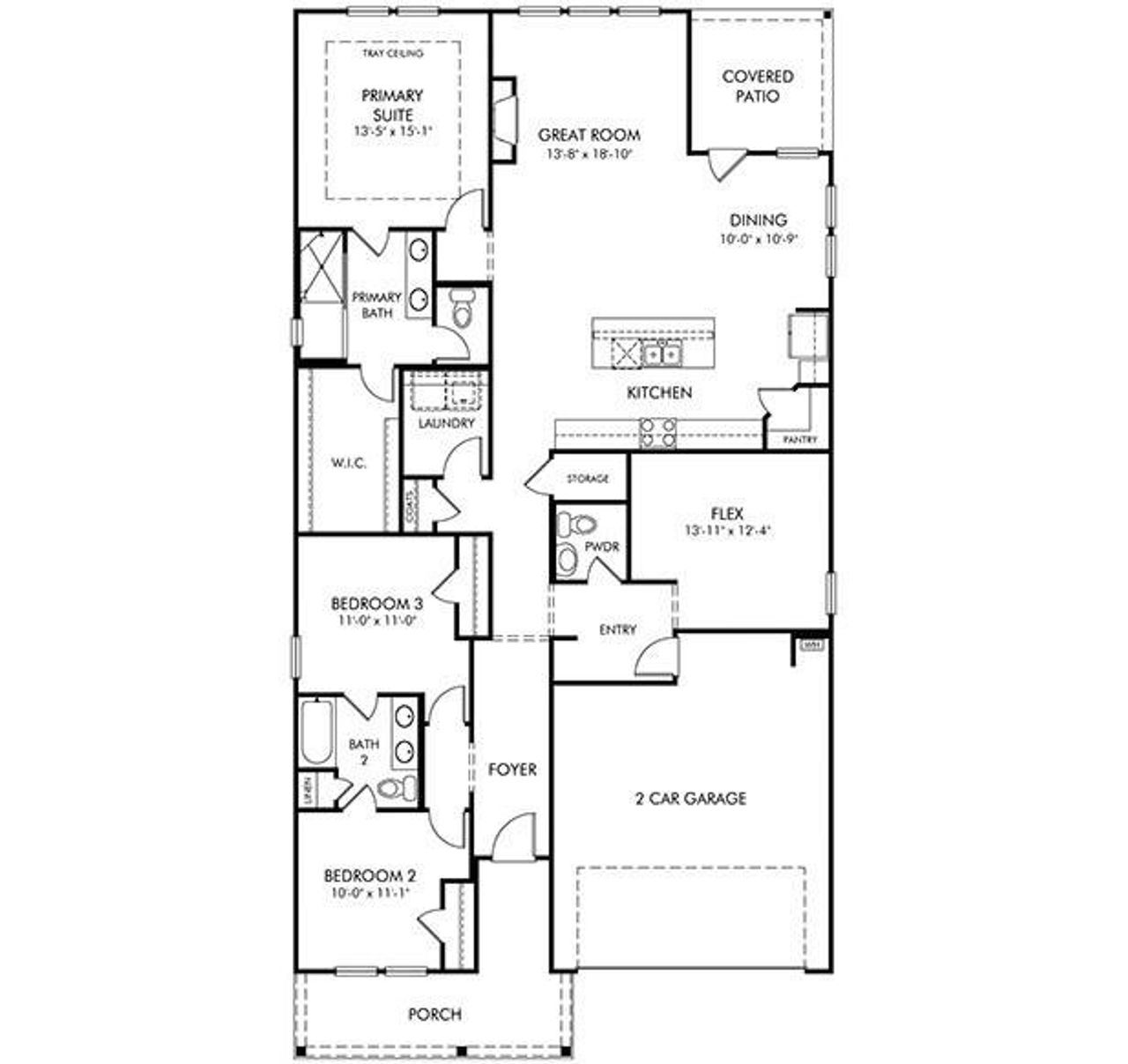 2D floor plan layout of this home in Parkside at Grayson, Grayson, GA (Image 2).
