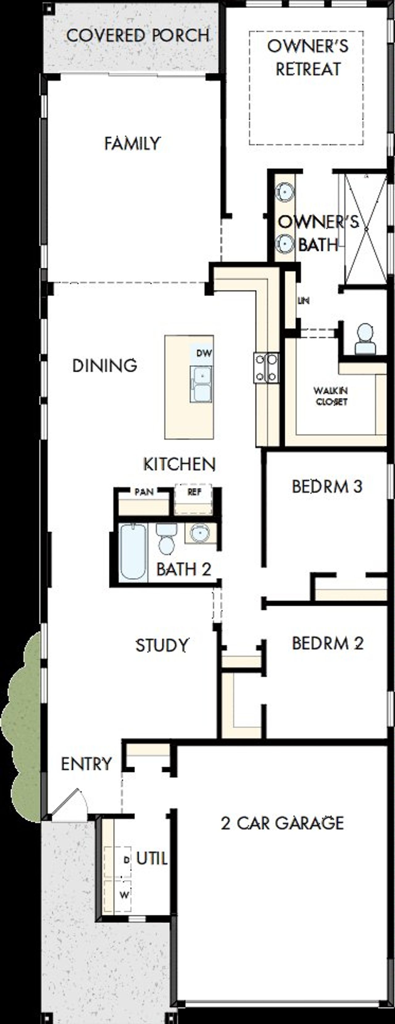 2D floor plan layout of this home in The Highlands 40', Porter, TX (Image 2).