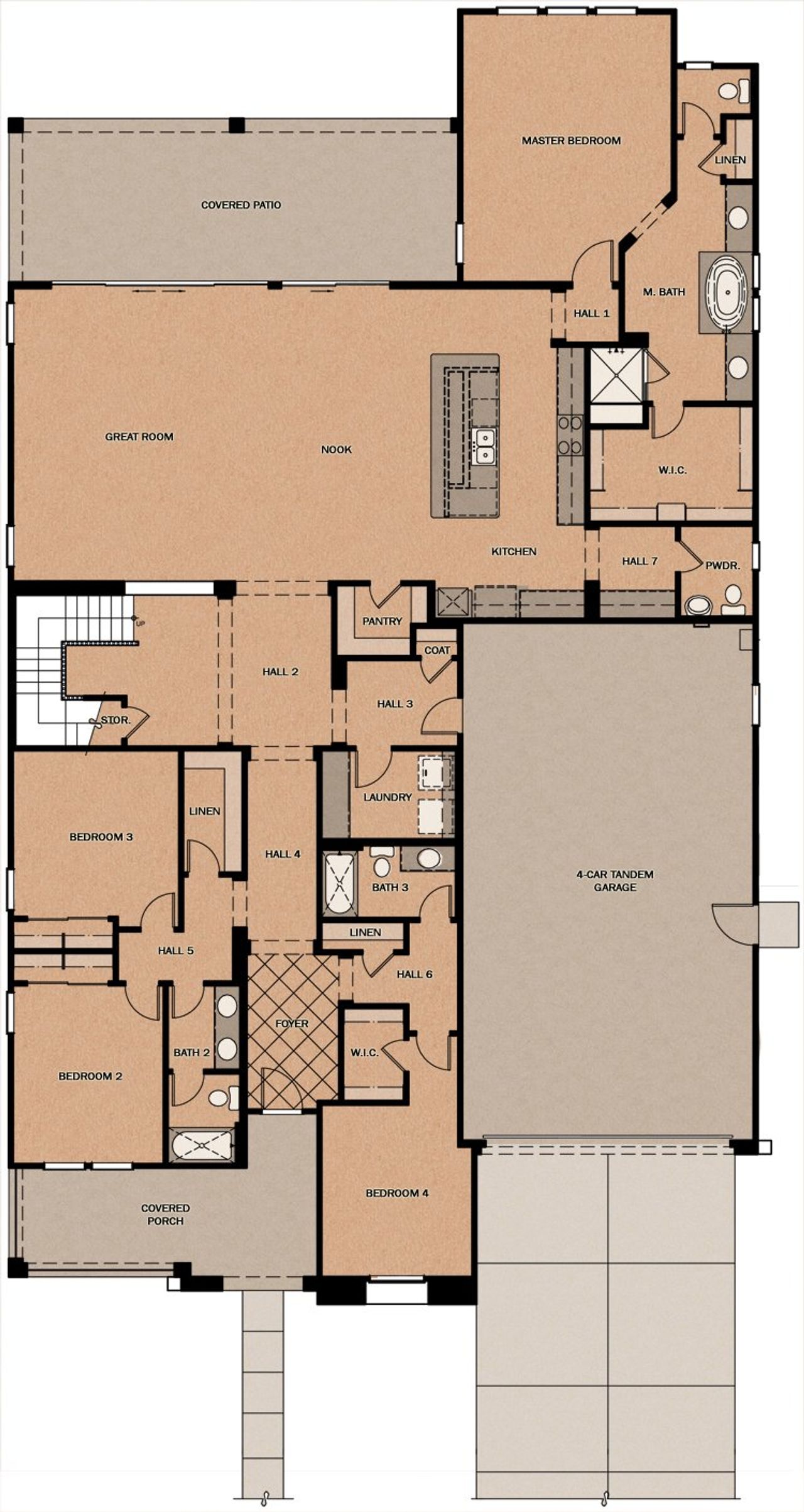 2D floor plan layout of this home in Fields at Barney Farms, Queen Creek, AZ (Image 2).