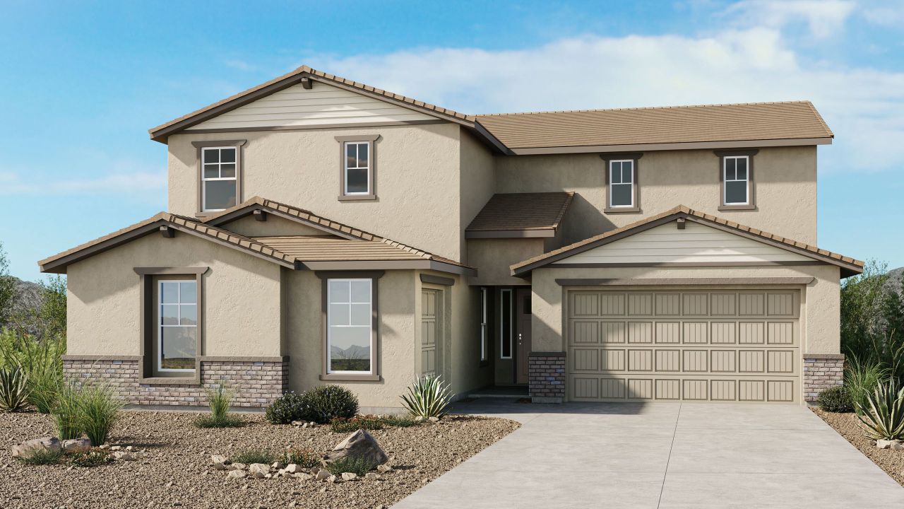 Representative exterior photo of a completed home built from the Glacier by Taylor Morrison in Ladera Trails, Peoria, AZ (Image 2).