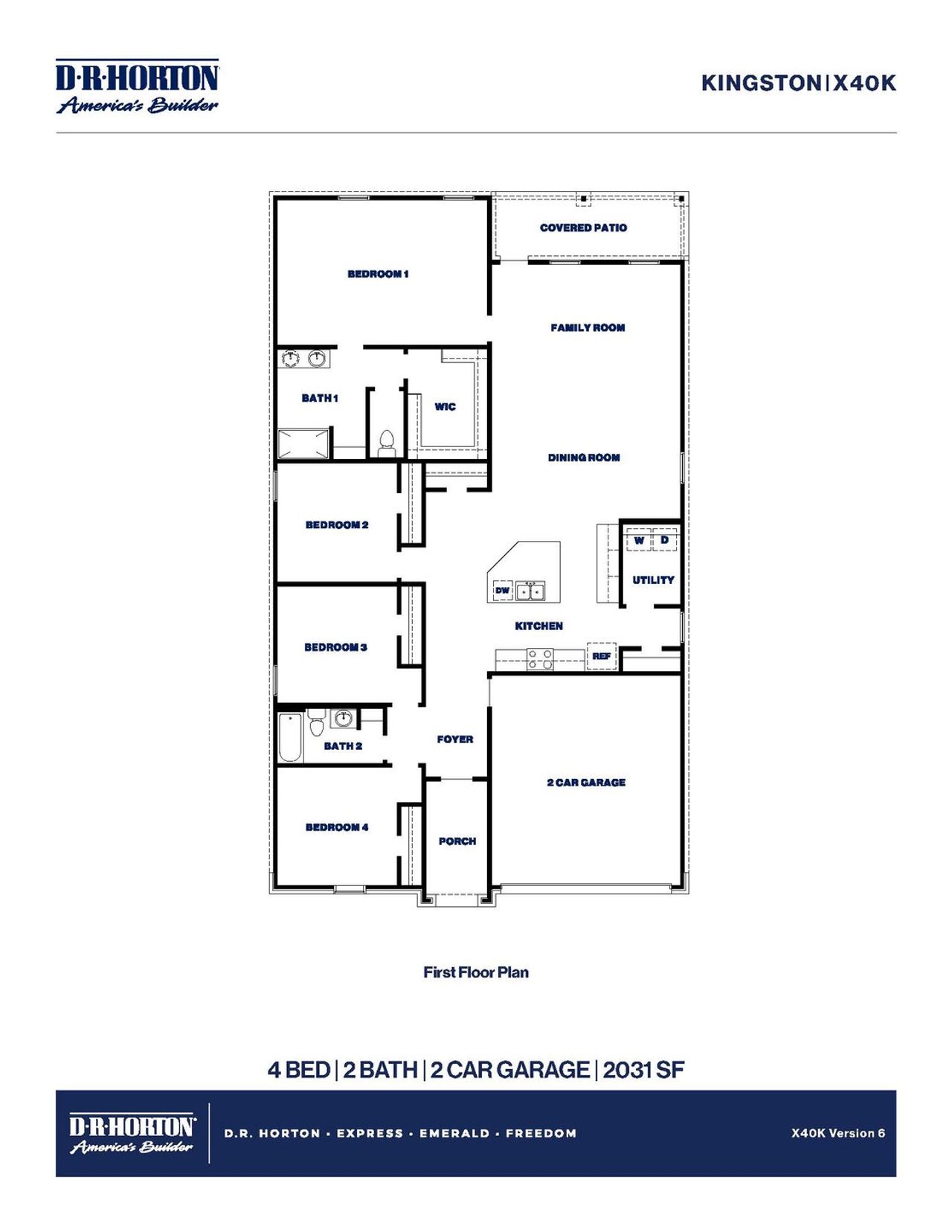 2D floor plan layout of this home in River Ranch Trails, Dayton, TX (Image 2).