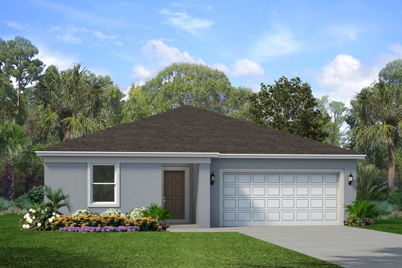 Representative exterior photo of a completed home built from the Journey by Park Square Residential in Highfield at Twisted Oaks, Wildwood, FL (Image 2). Representative exterior photo of a completed home built from the Journey by Park Square Residential in Highfield at Twisted Oaks, Wildwood, FL (Image 2).