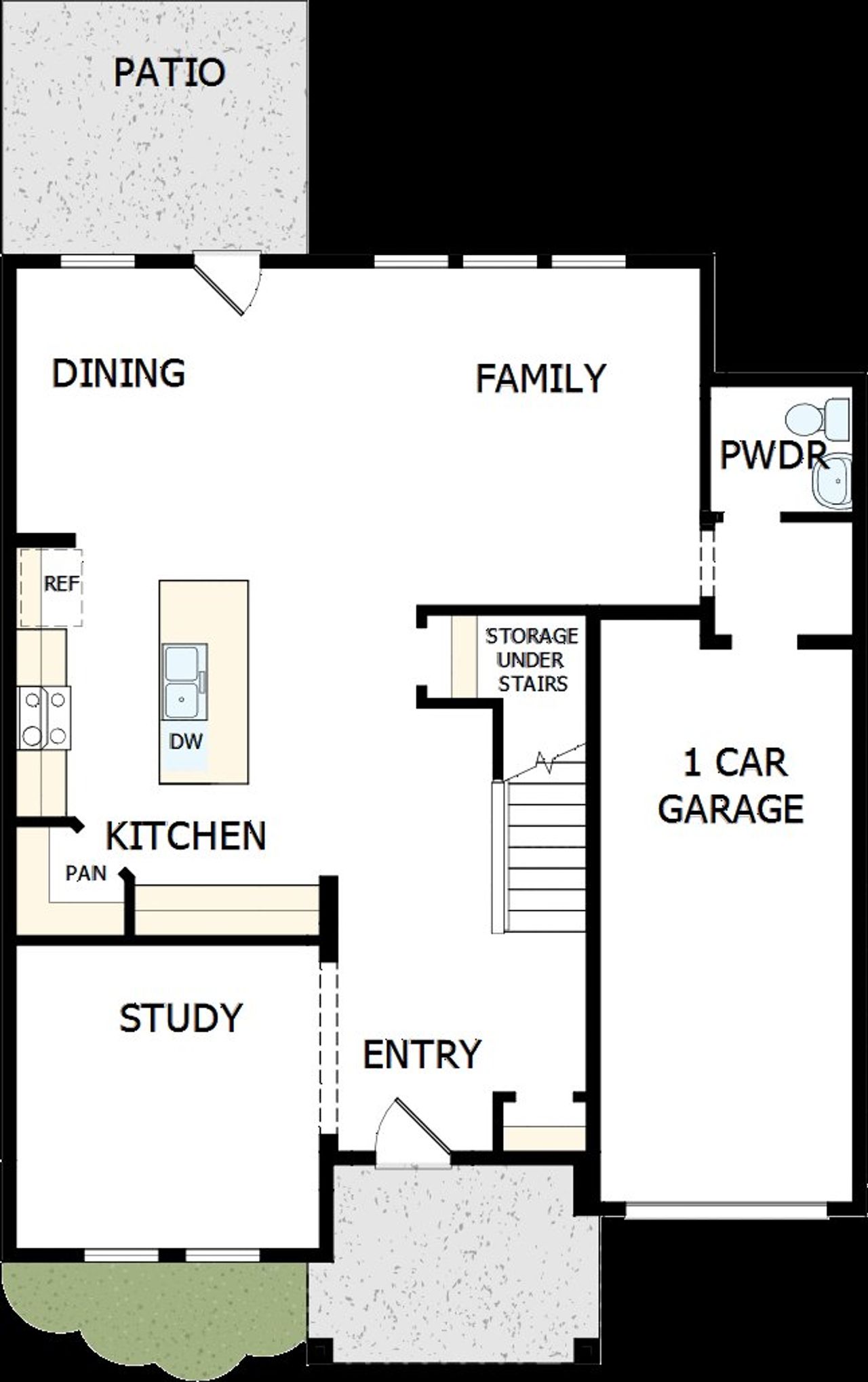 2D floor plan layout of this home in Serenity - The Cottage Collection, Fuquay Varina, NC (Image 2).