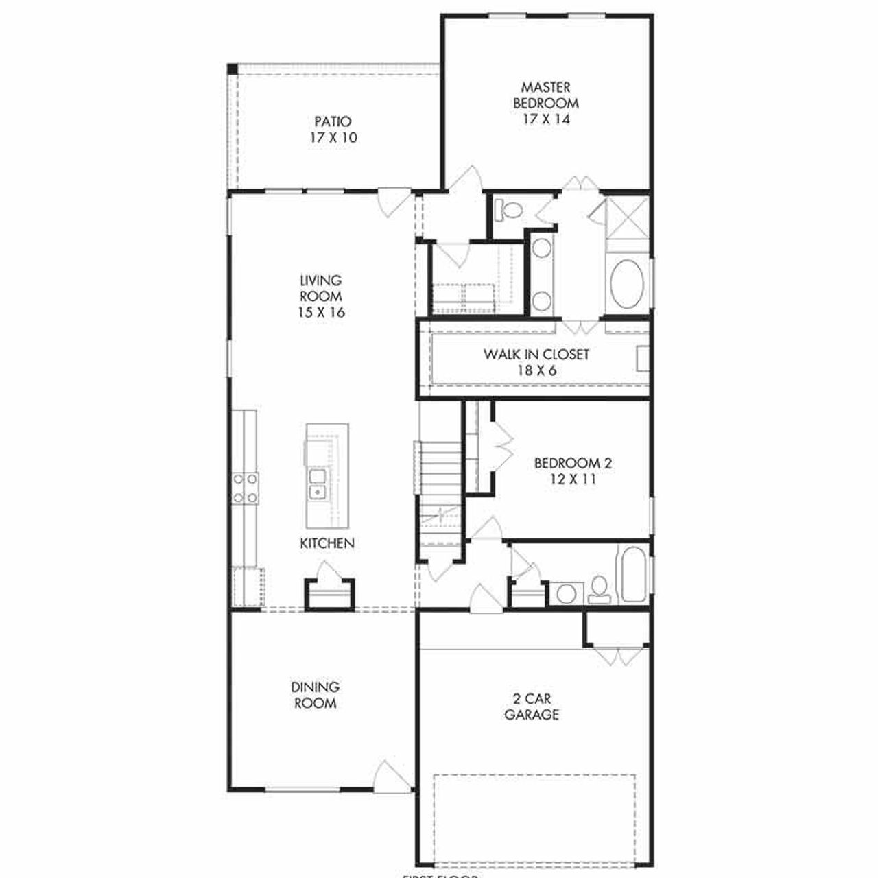 2D floor plan layout of this home in Fulshear Lakes, Fulshear, TX (Image 2).