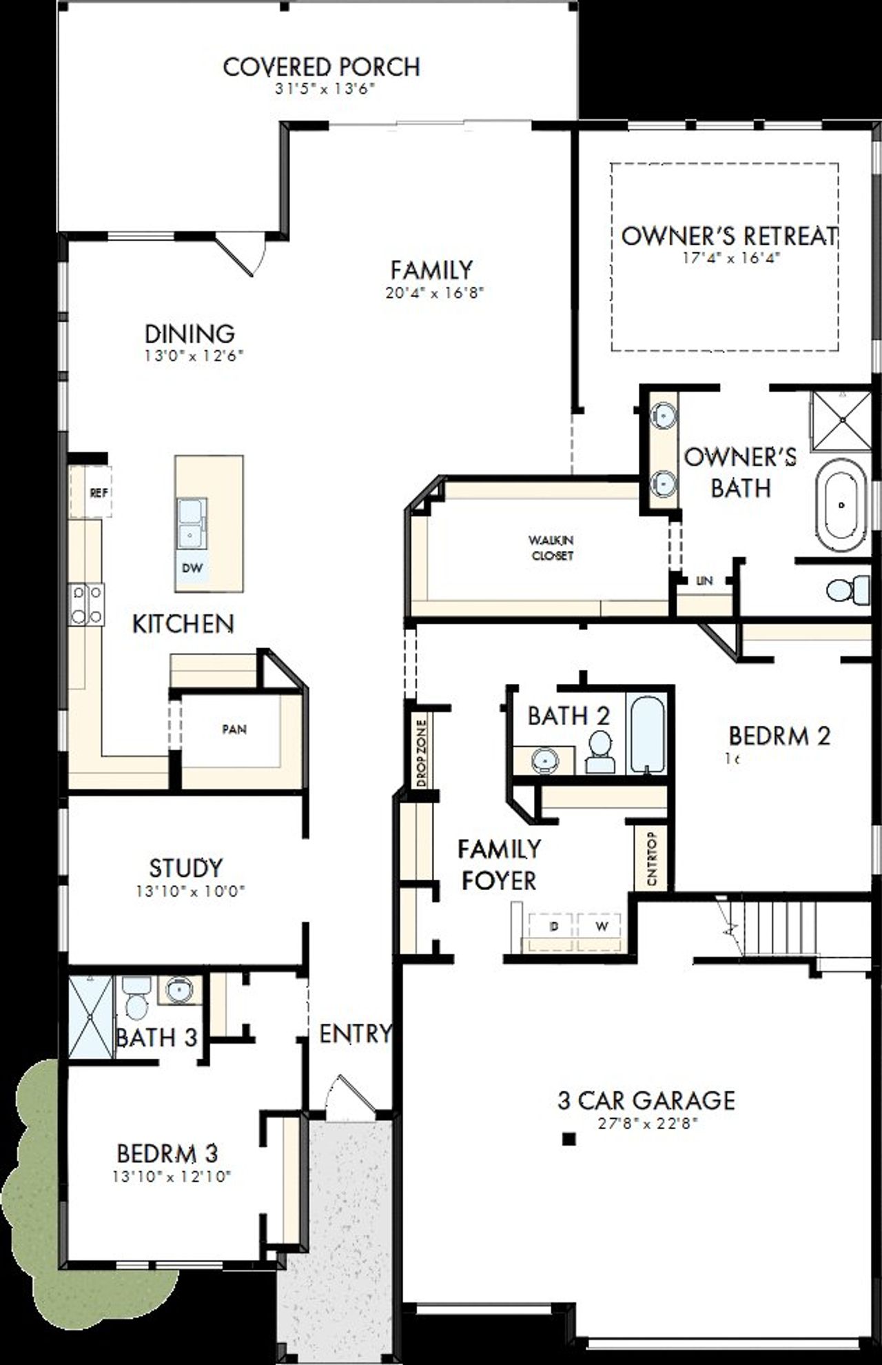 2D floor plan layout of this home in Kissing Tree – Summit Series, San Marcos, TX (Image 2).
