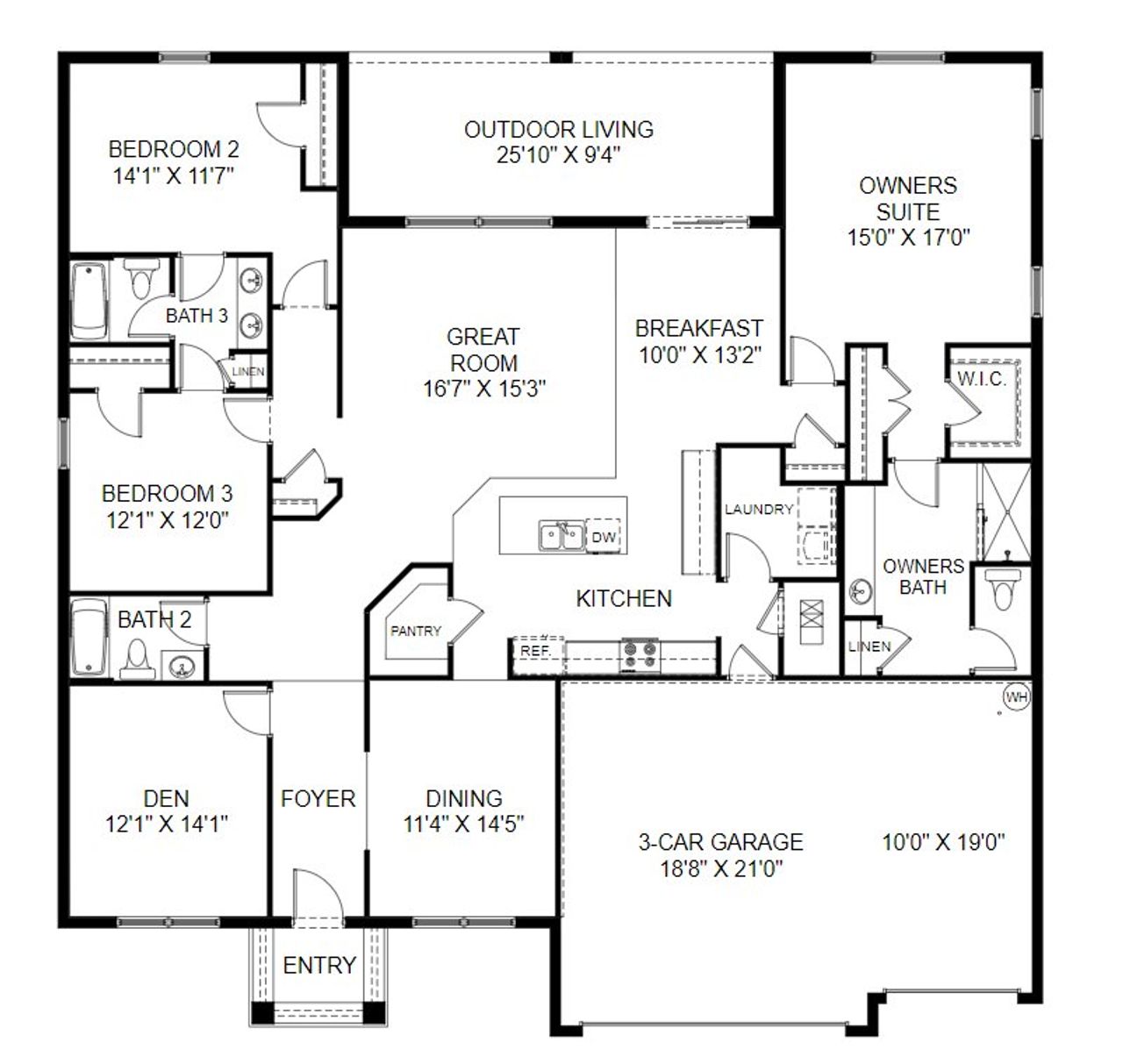2D floor plan layout for the Captiva by Holiday Builders in Ocala, Ocala, FL (Image 2). 2D floor plan layout for the Captiva by Holiday Builders in Ocala, Ocala, FL (Image 2).