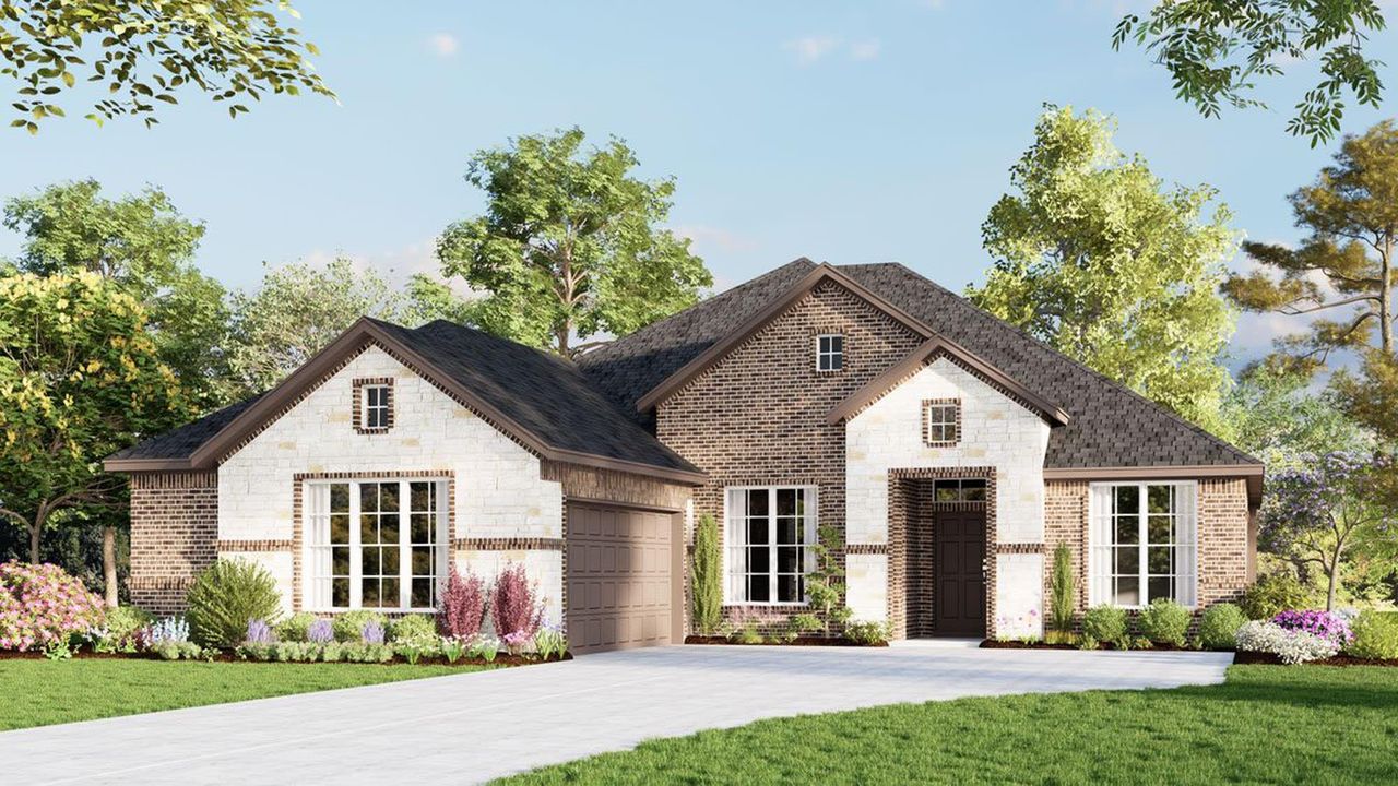Elevation A with Stone | Concept 2123 at Redden Farms - Signature Series in Midlothian, TX by Landsea Homes Elevation A with Stone | Concept 2123 at Redden Farms - Signature Series in Midlothian, TX by Landsea Homes