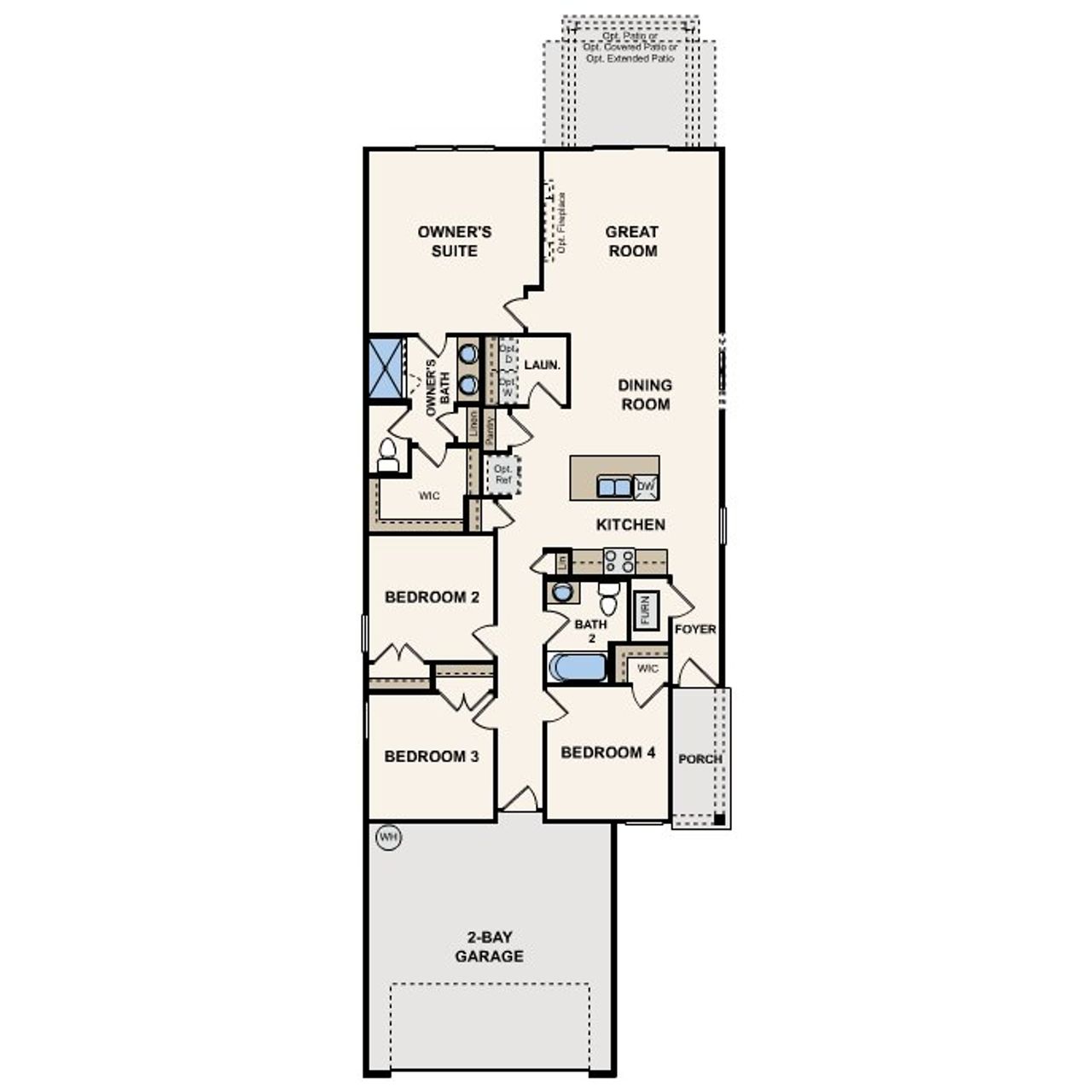 2D floor plan layout of this home in The Landings at Pecan Park, Jacksonville, FL (Image 2).