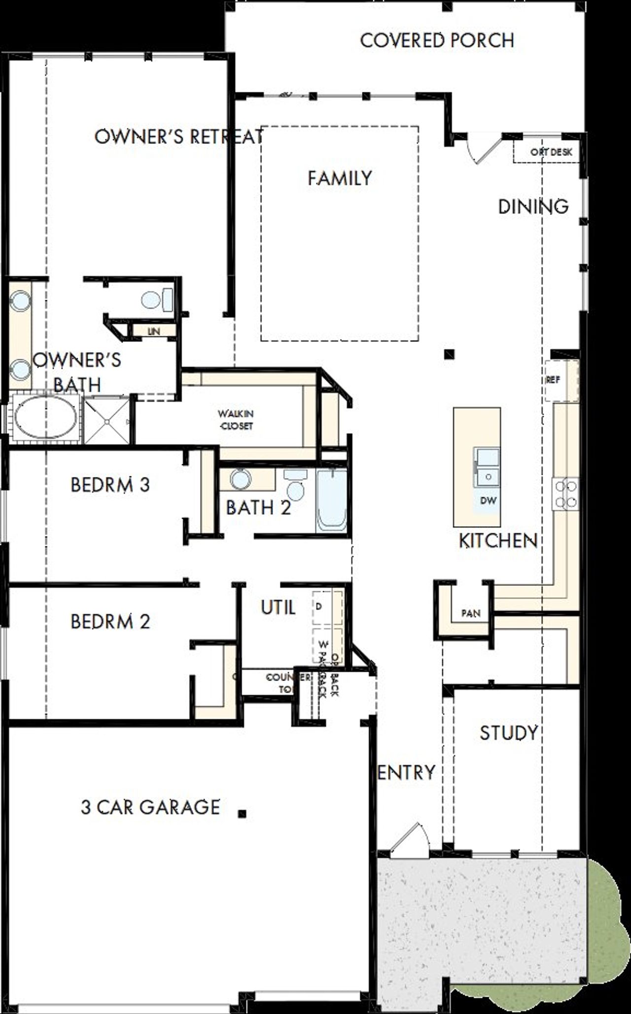 2D floor plan layout of this home in La Cima, San Marcos, TX (Image 2).