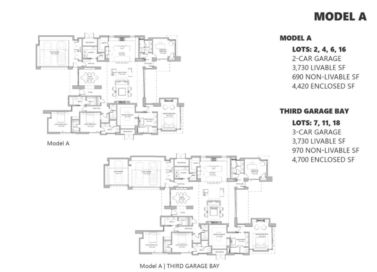 2D floor plan layout for the Model A by Sonora West Development, Inc. in Serene, Scottsdale, AZ (Image 2).