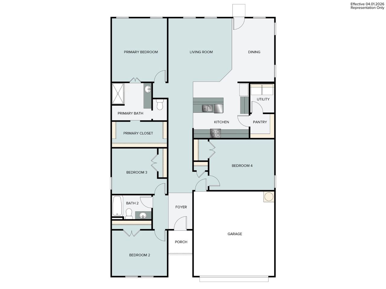 2D floor plan layout of this home in Mustang Meadows, Waller, TX (Image 2).