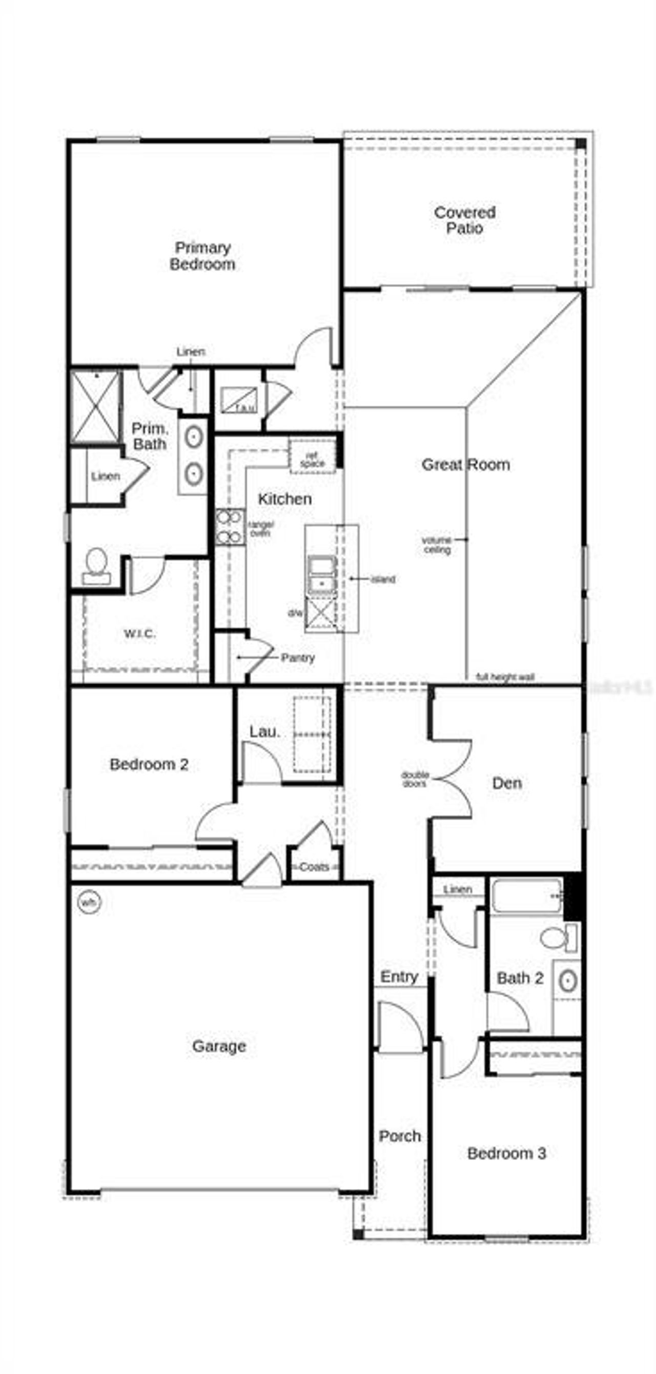 2D floor plan layout of this home in Whiteview Village, Palm Coast, FL (Image 2).