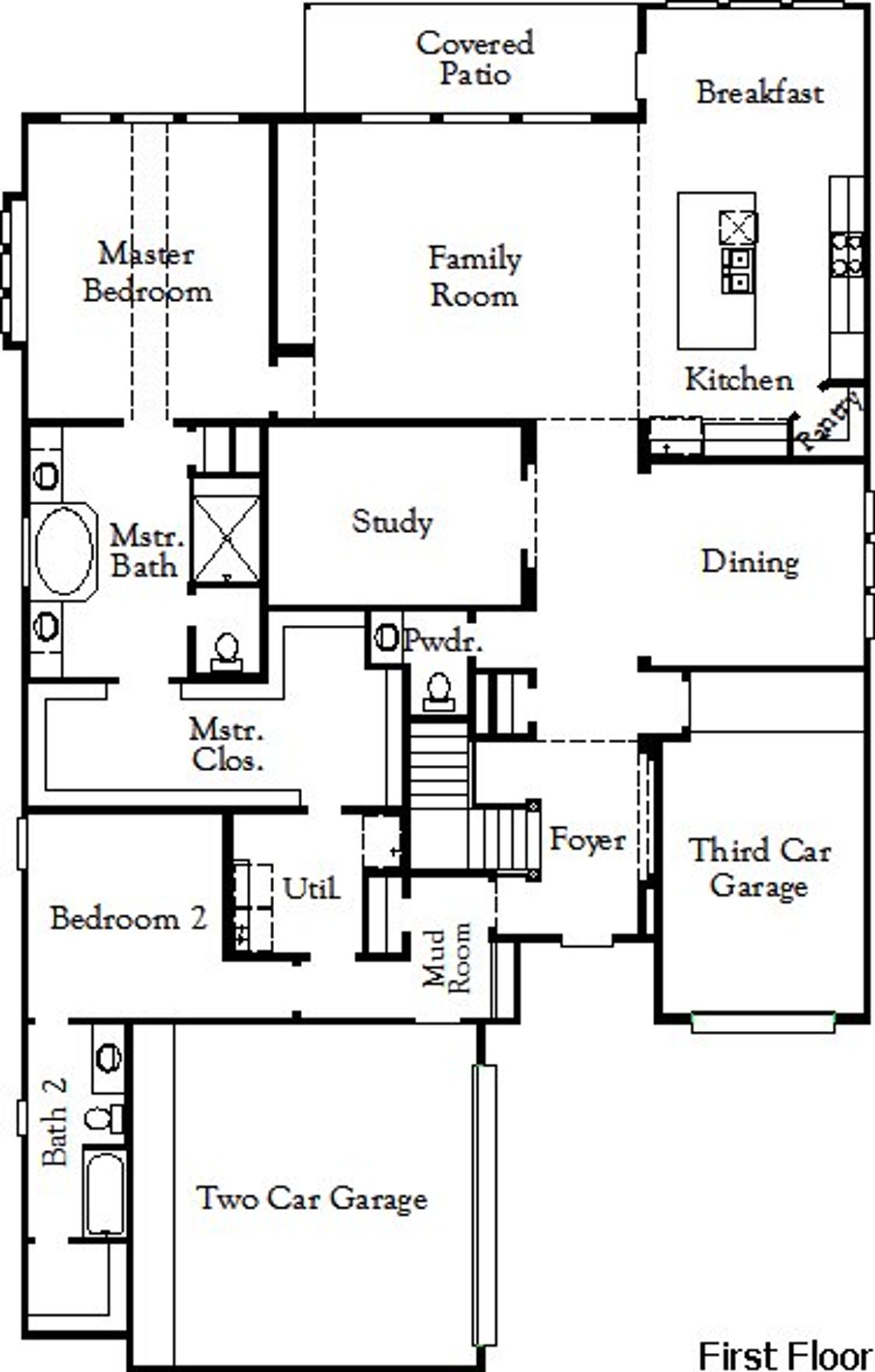 2D floor plan layout for the Garza  by Coventry Homes in Saddle Star Estates, Rockwall, TX (Image 2).