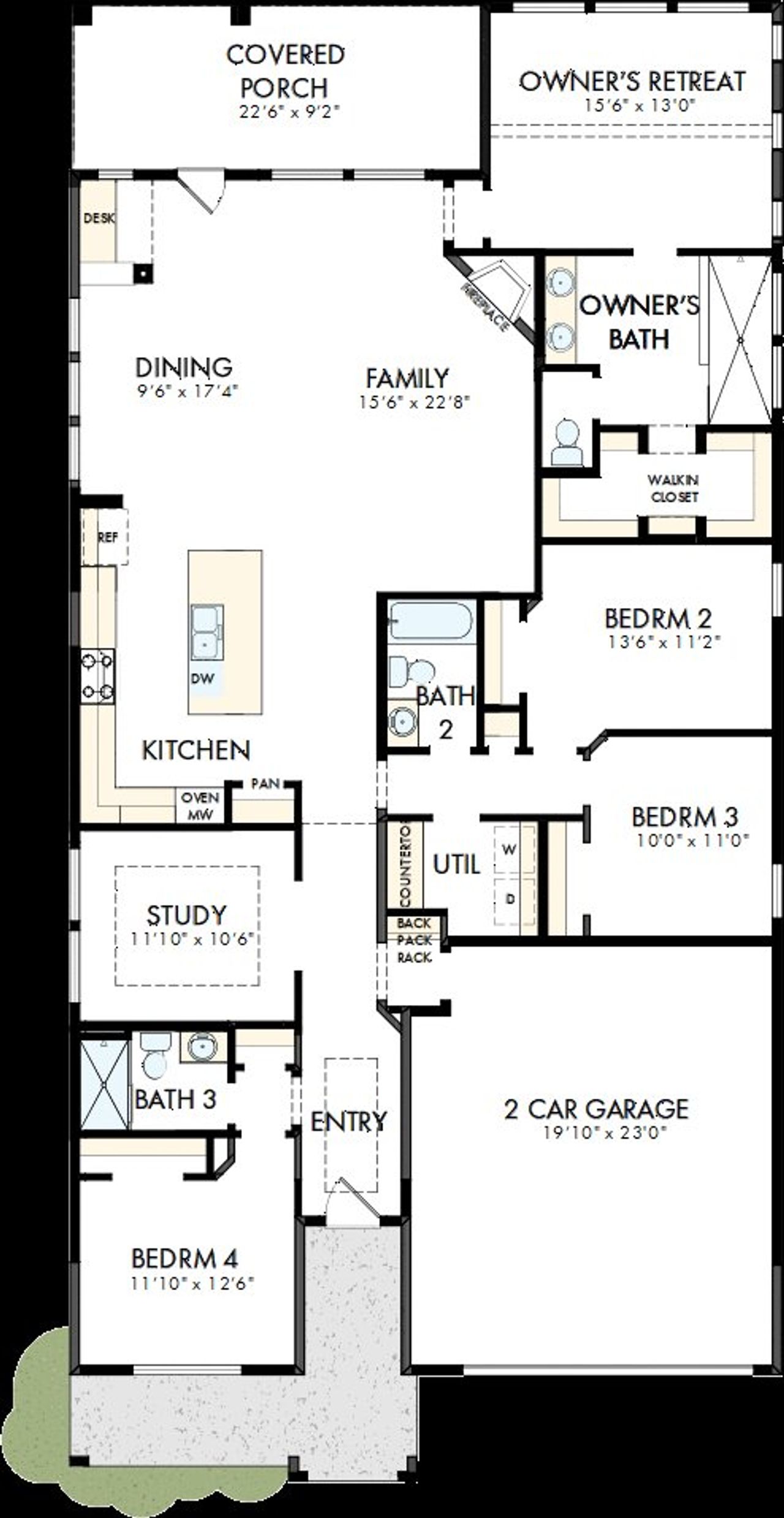 2D floor plan layout of this home in Mustang Lakes, Celina, TX (Image 2).