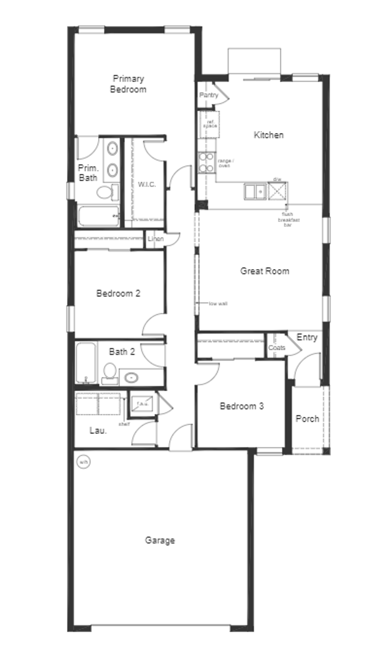 2D floor plan layout for the Plan 1346 by KB Home in Magnolia Creek, Riverview, FL (Image 2).