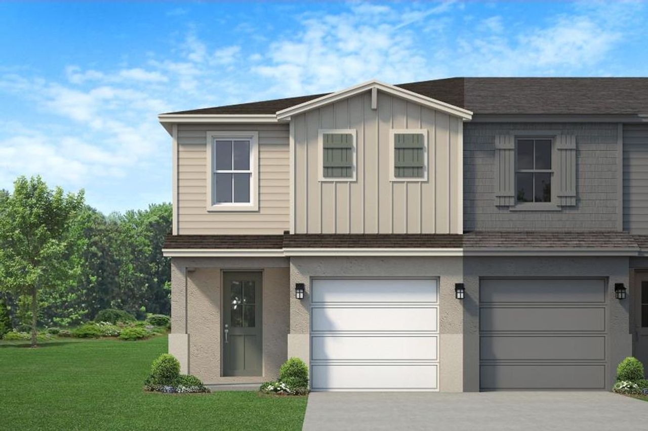 Representative exterior photo of a completed home built from the 1658 Townhome by Adams Homes in Wyld Palms, Inverness, FL (Image 2).