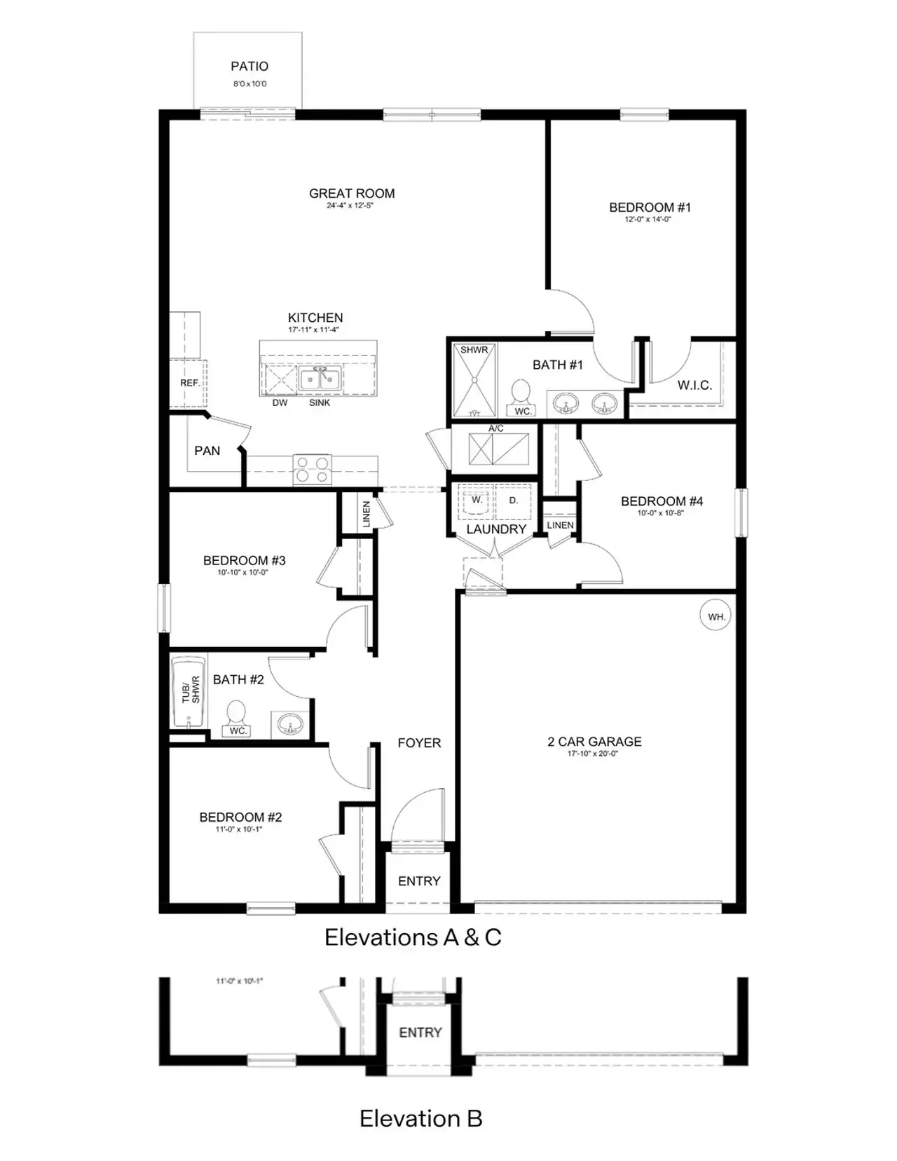 2D floor plan layout of this home in Brookside, Ruskin, FL (Image 2).