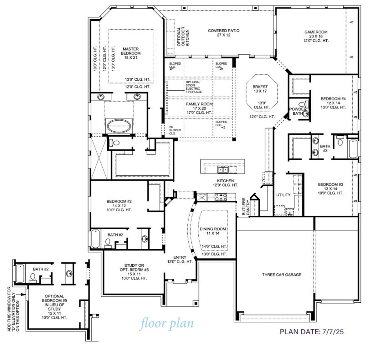 2D floor plan layout for the Versailles 4016 by J. Patrick Homes in Jubilee 80′ Lots, Hockley, TX (Image 2).