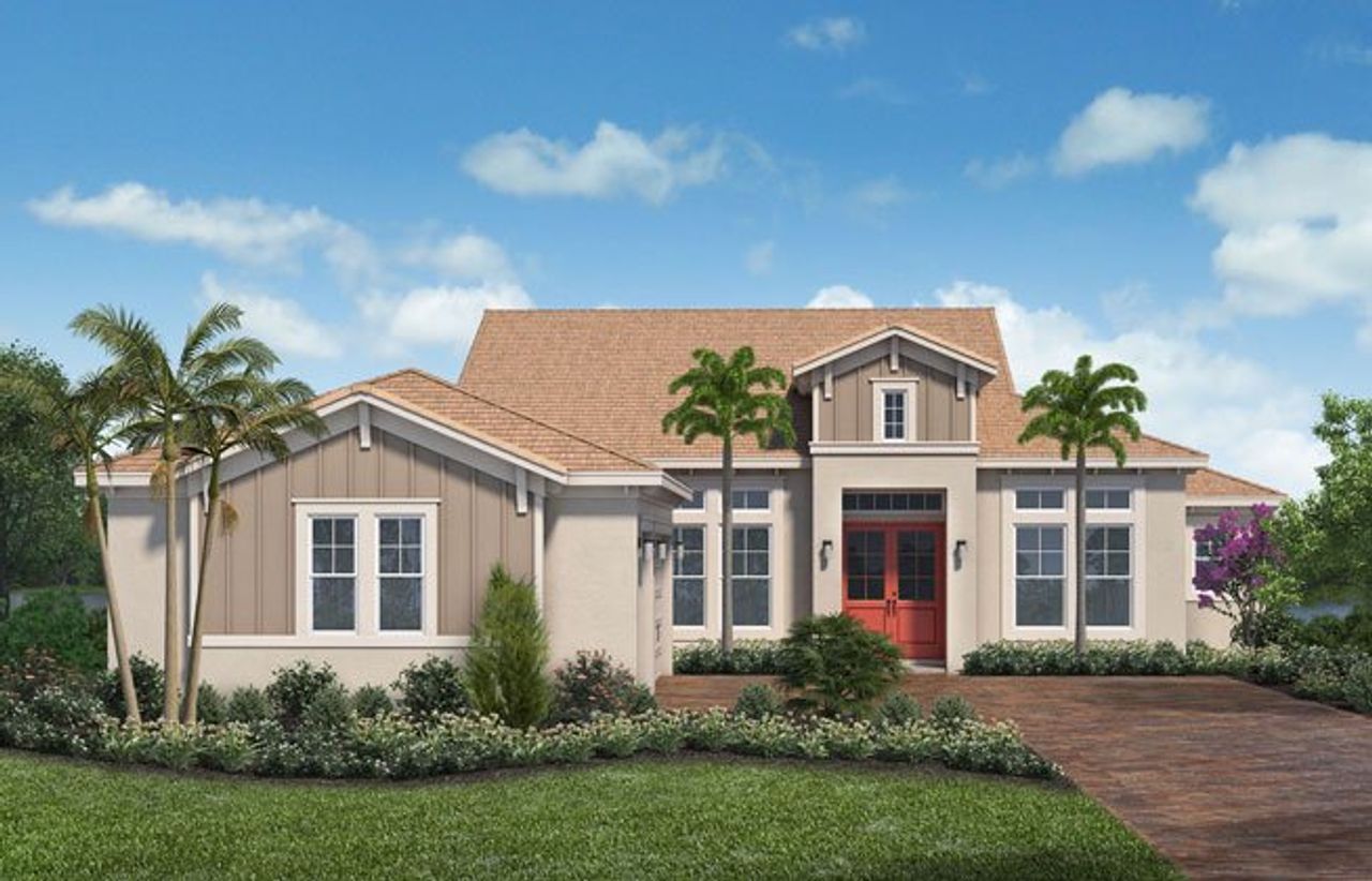 Representative exterior photo of a completed home built from the Highland by Minto Communities in Westlake, Loxahatchee, FL (Image 2).
